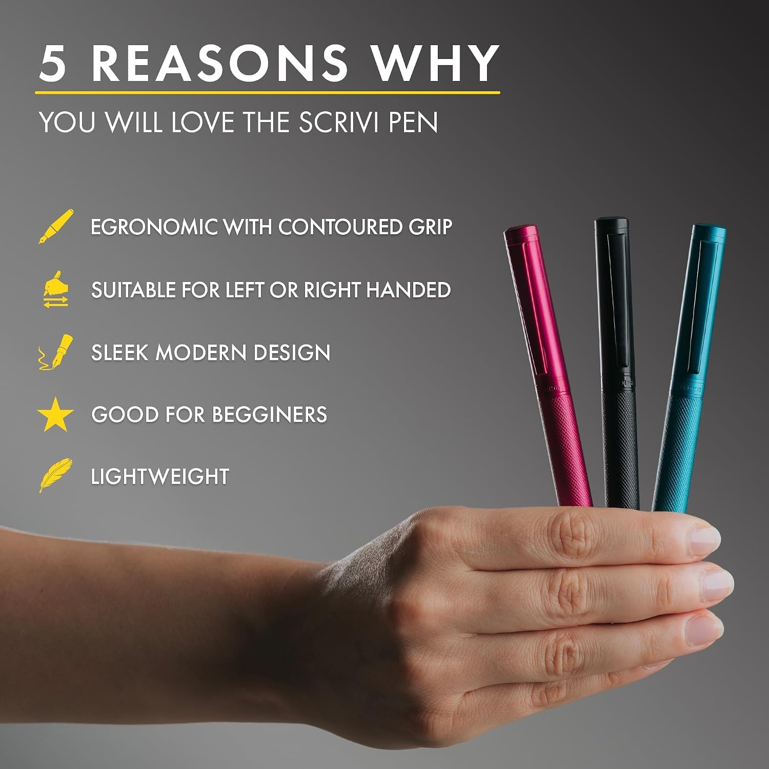 image:imageSCRIVI PENS Luxury Fountain Pen SetRed Fountain Pens for Writing Smooth Extra Fine Nib Includes Refillable Ink Converter 5 Ink Cartridges Black amp Blue Gift Box Elegant CalligraphyGreen