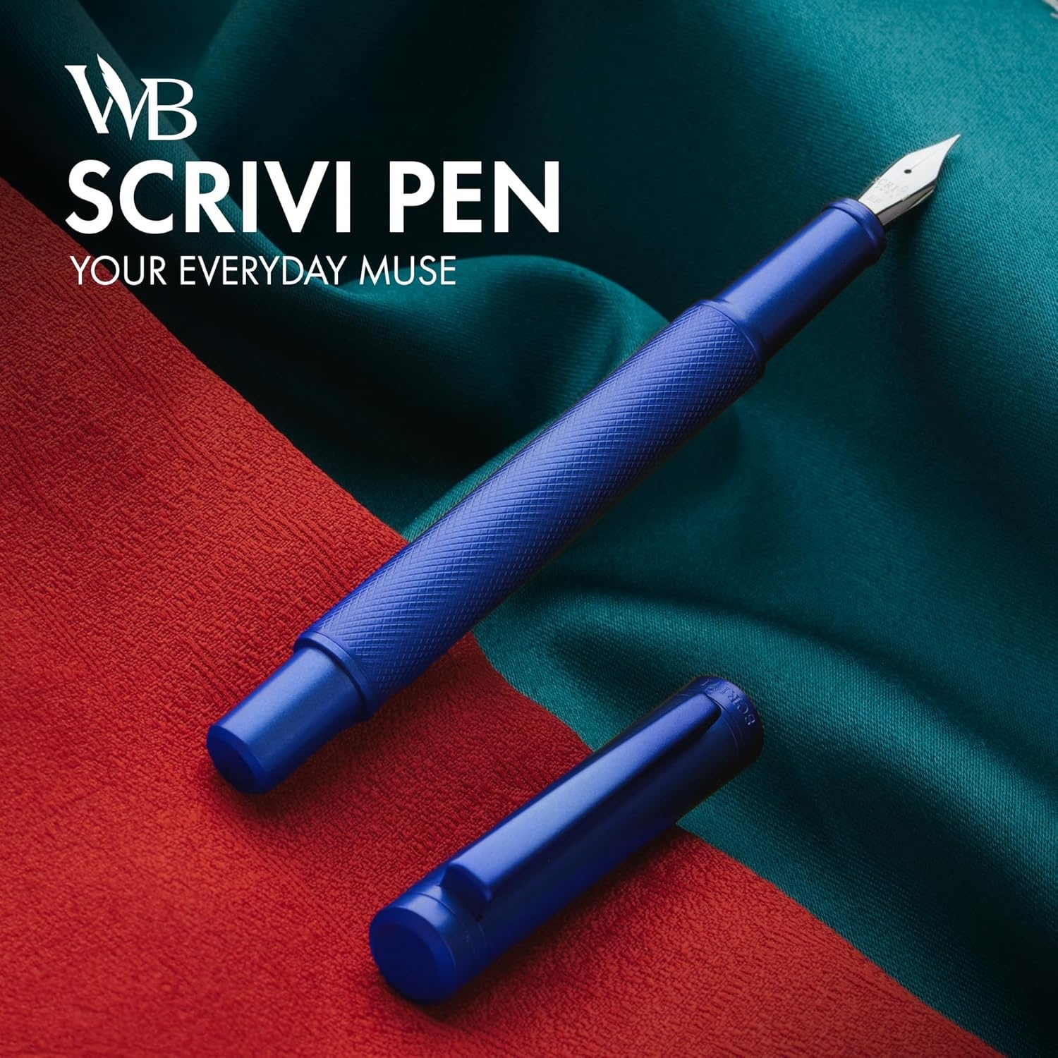 image:imageSCRIVI PENS Luxury Fountain Pen SetRed Fountain Pens for Writing Smooth Extra Fine Nib Includes Refillable Ink Converter 5 Ink Cartridges Black amp Blue Gift Box Elegant CalligraphyBlue