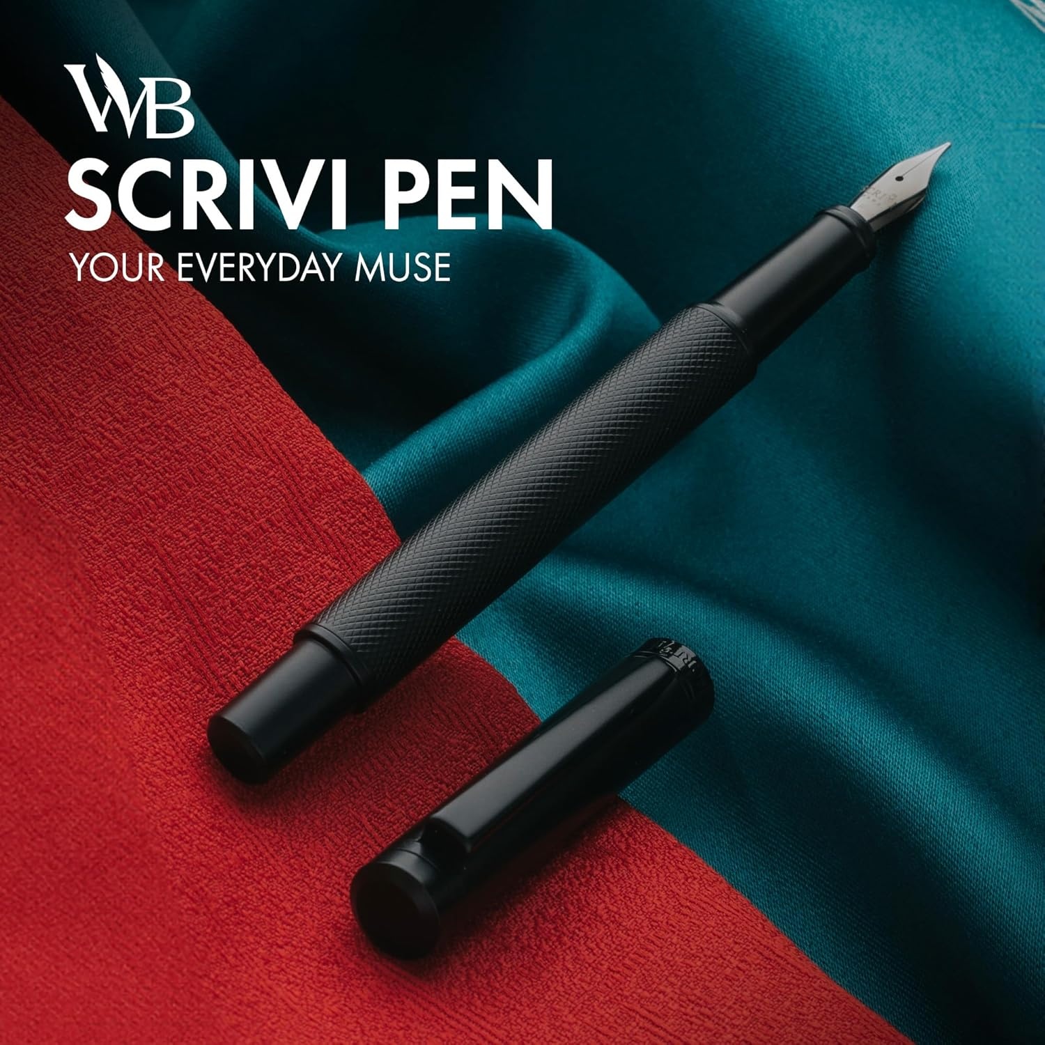 image:imageSCRIVI PENS Luxury Fountain Pen SetRed Fountain Pens for Writing Smooth Extra Fine Nib Includes Refillable Ink Converter 5 Ink Cartridges Black amp Blue Gift Box Elegant CalligraphyBlack