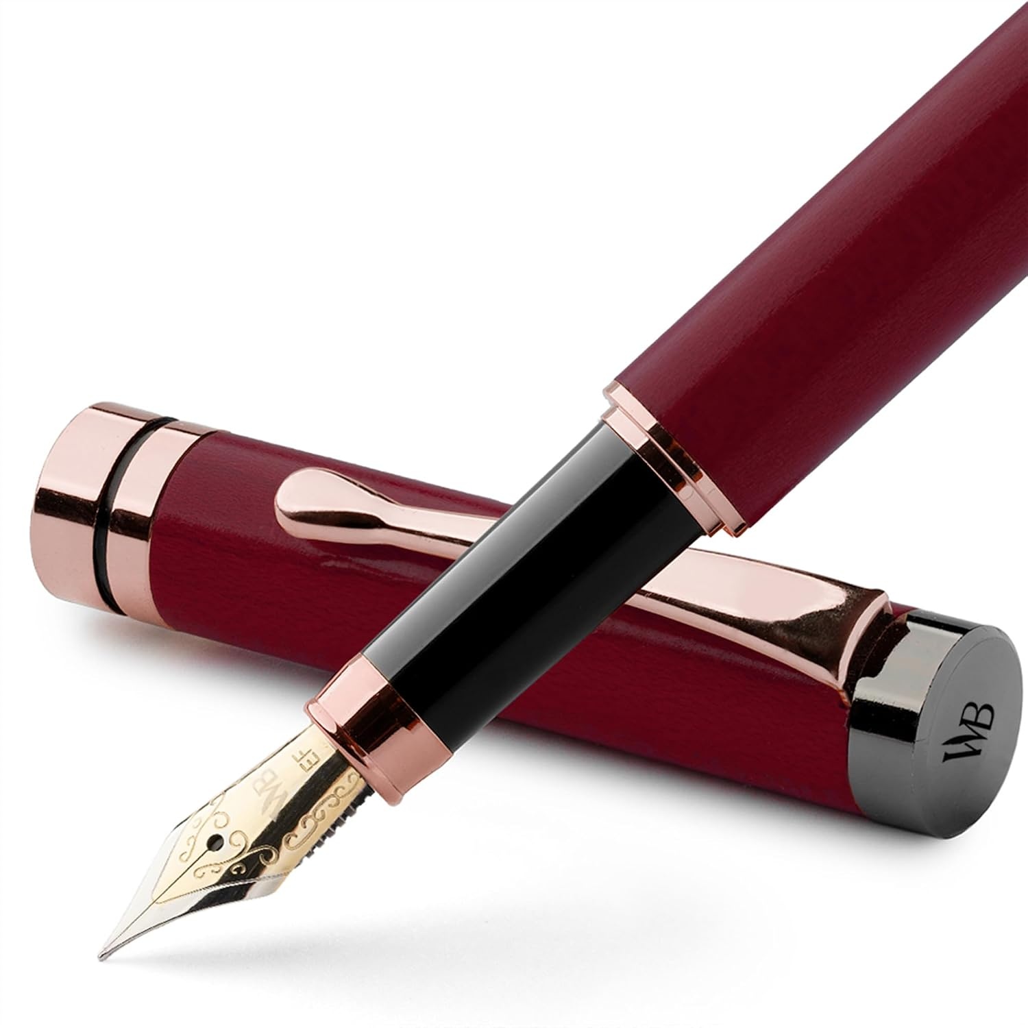 image:imageWordsworth amp Black Fountain Pen Set Luxury Bamboo Wood Medium Nib Gift Case Includes 6 Ink Cartridges Ink Refill Converter Journaling Calligraphy Drawing Smooth Writing Cherry WoodViolet Wood