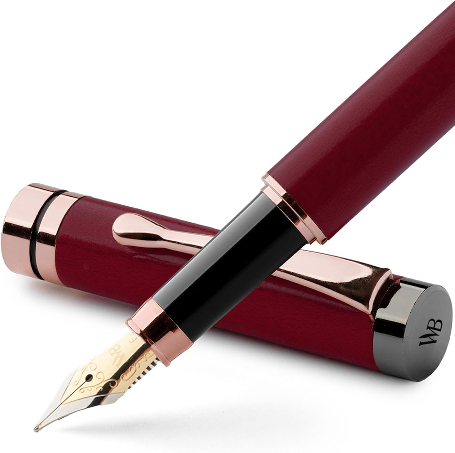 image:imageWordsworth amp Black Fountain Pen Set Luxury Bamboo Wood Medium Nib Gift Case Includes 6 Ink Cartridges Ink Refill Converter Journaling Calligraphy Drawing Smooth Writing Cherry WoodViolet Wood