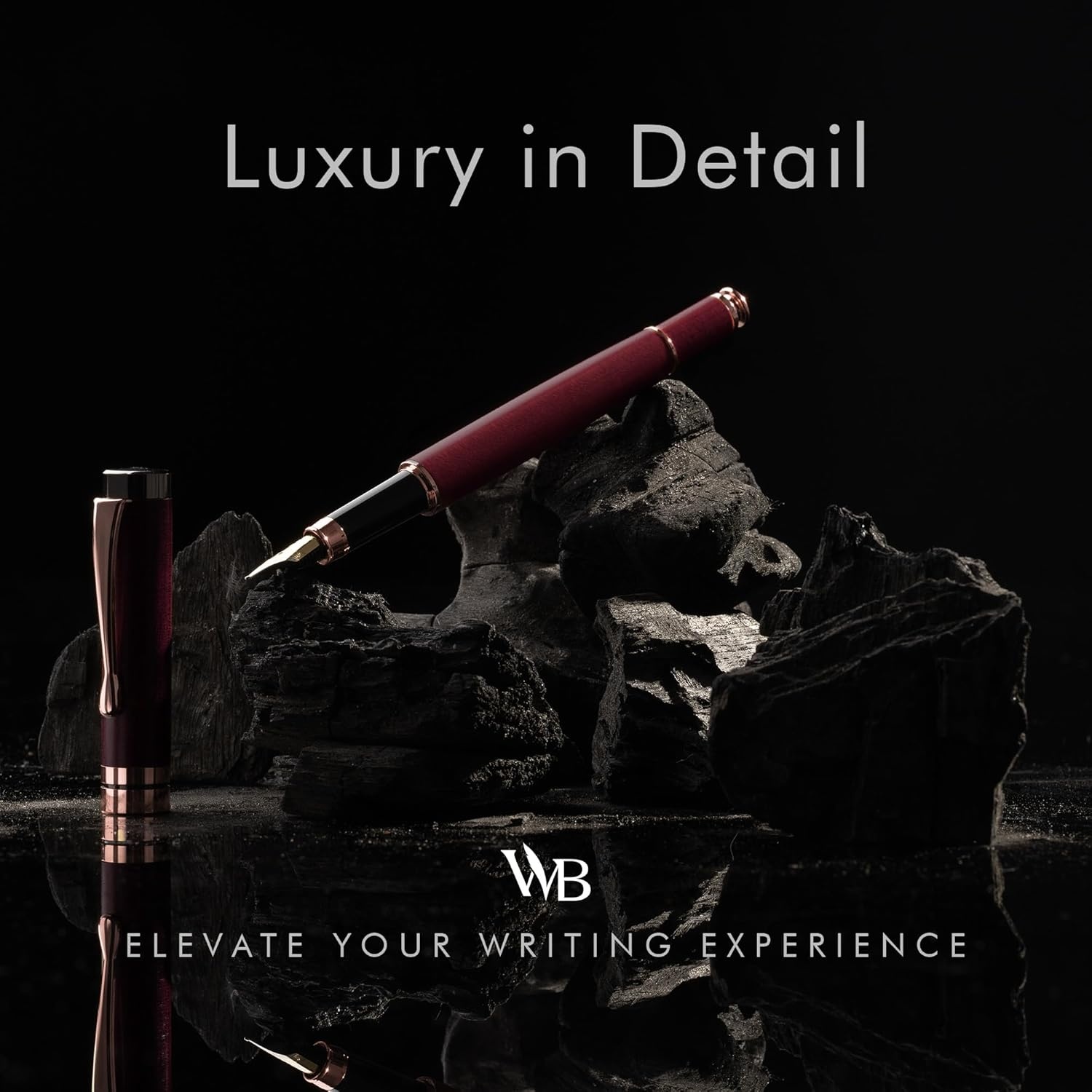 image:imageWordsworth amp Black Fountain Pen Set Luxury Bamboo Wood Medium Nib Gift Case Includes 6 Ink Cartridges Ink Refill Converter Journaling Calligraphy Drawing Smooth Writing Cherry WoodViolet Wood