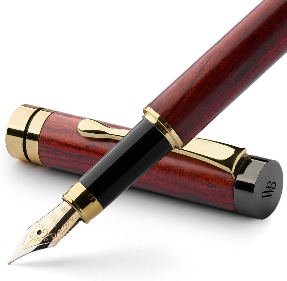 image:imageWordsworth amp Black Fountain Pen Set Luxury Bamboo Wood Medium Nib Gift Case Includes 6 Ink Cartridges Ink Refill Converter Journaling Calligraphy Drawing Smooth Writing Cherry WoodRosewood