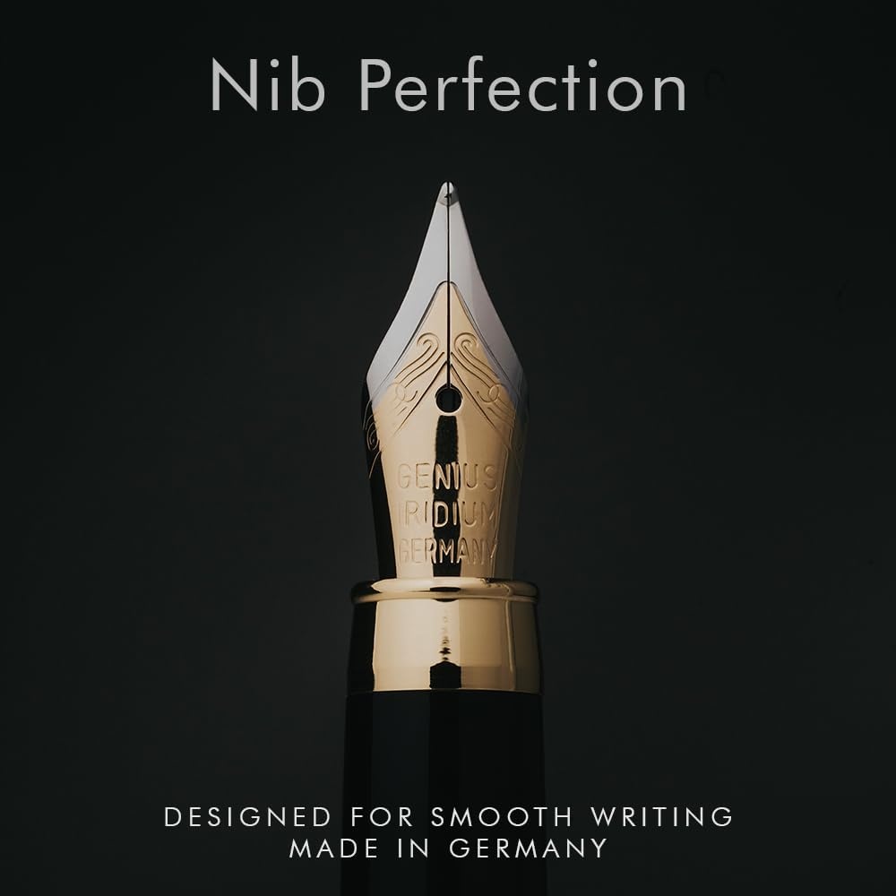 image:imageWordsworth amp Black Fountain Pen Set Maple Wood Luxury Bamboo Wood Medium Nib Includes Spare Extra Fine Nib Gold 6 Ink Cartridges Refill Converter and Premium Gift Case