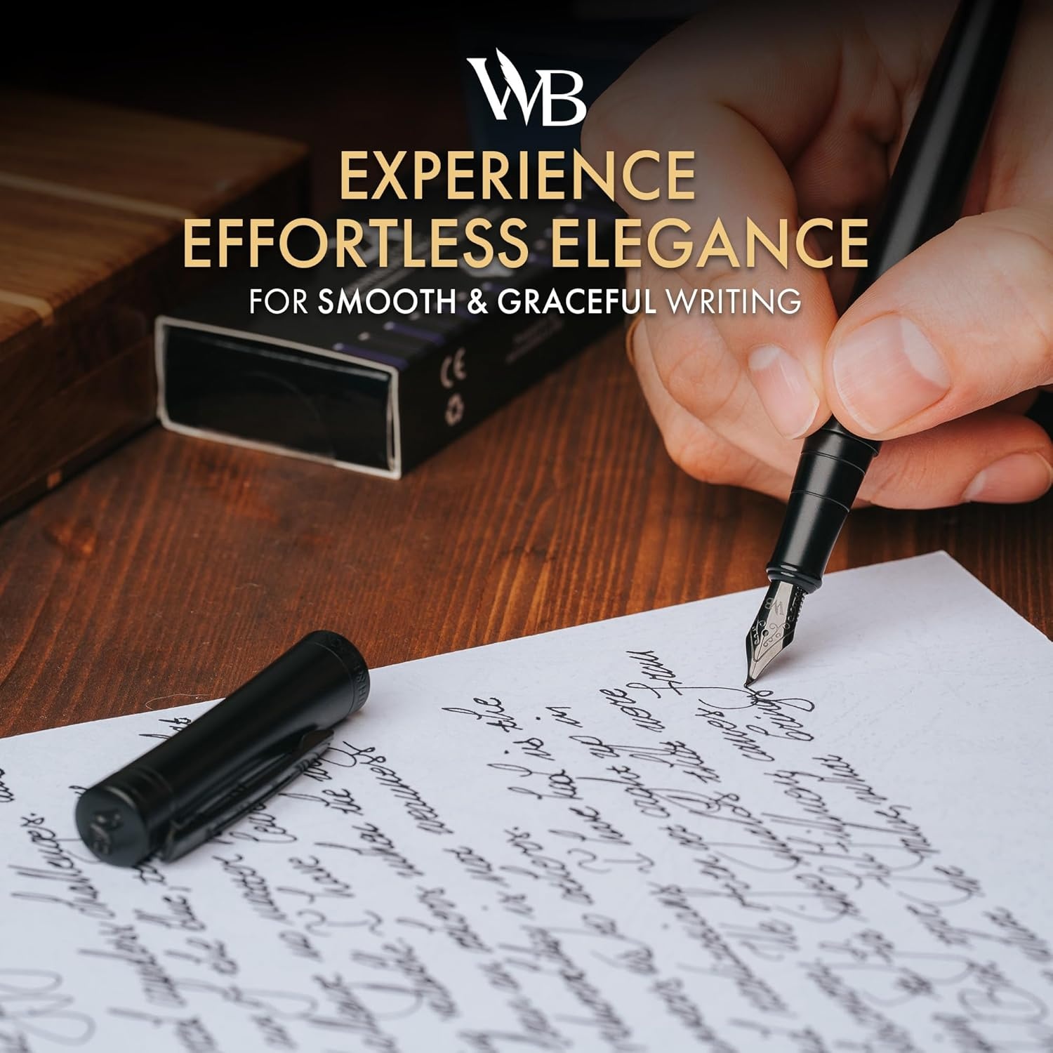 image:imageWordsworth amp Black Fountain Pen Set Medium Nib Includes 24 Ink Cartridges and Ink Refill Converter Gift Case Journaling Calligraphy Smooth Writing Pens Black Chrome Perfect for Men and WomenAll Black
