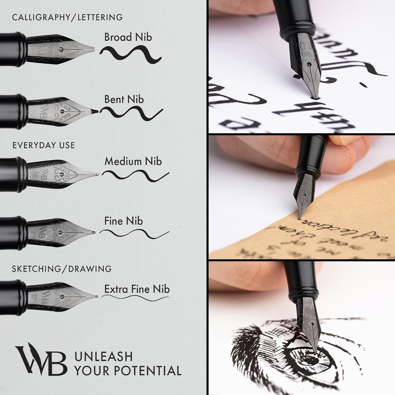 image:imageWordsworth amp Black Fountain Pen Set Medium Nib Includes 24 Ink Cartridges and Ink Refill Converter Gift Case Journaling Calligraphy Smooth Writing Pens Black Chrome Perfect for Men and WomenAll Black