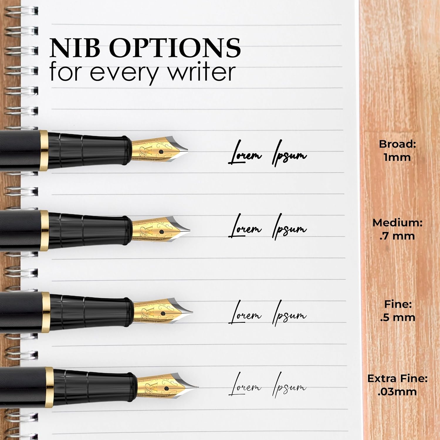 image:imageWordsworth amp Black Fountain Pen Set Medium Nib Includes 24 Ink Cartridges and Ink Refill Converter Gift Case Journaling Calligraphy Smooth Writing Pens Black Chrome Perfect for Men and WomenSilver Gold