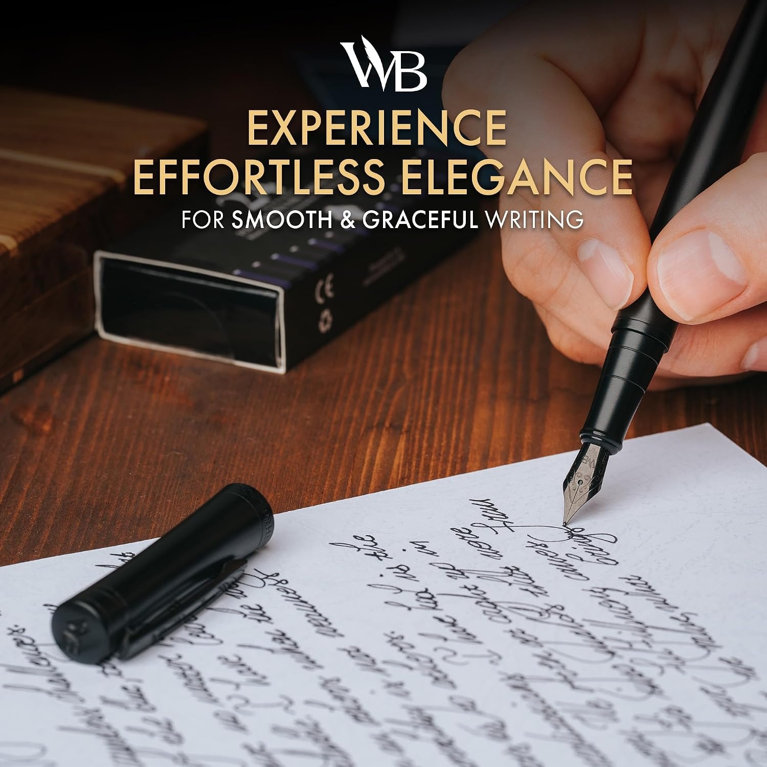 image:imageWordsworth amp Black Fountain Pen Set Medium Nib Includes 24 Ink Cartridges and Ink Refill Converter Gift Case Journaling Calligraphy Smooth Writing Pens Black Chrome Perfect for Men and WomenAll Black