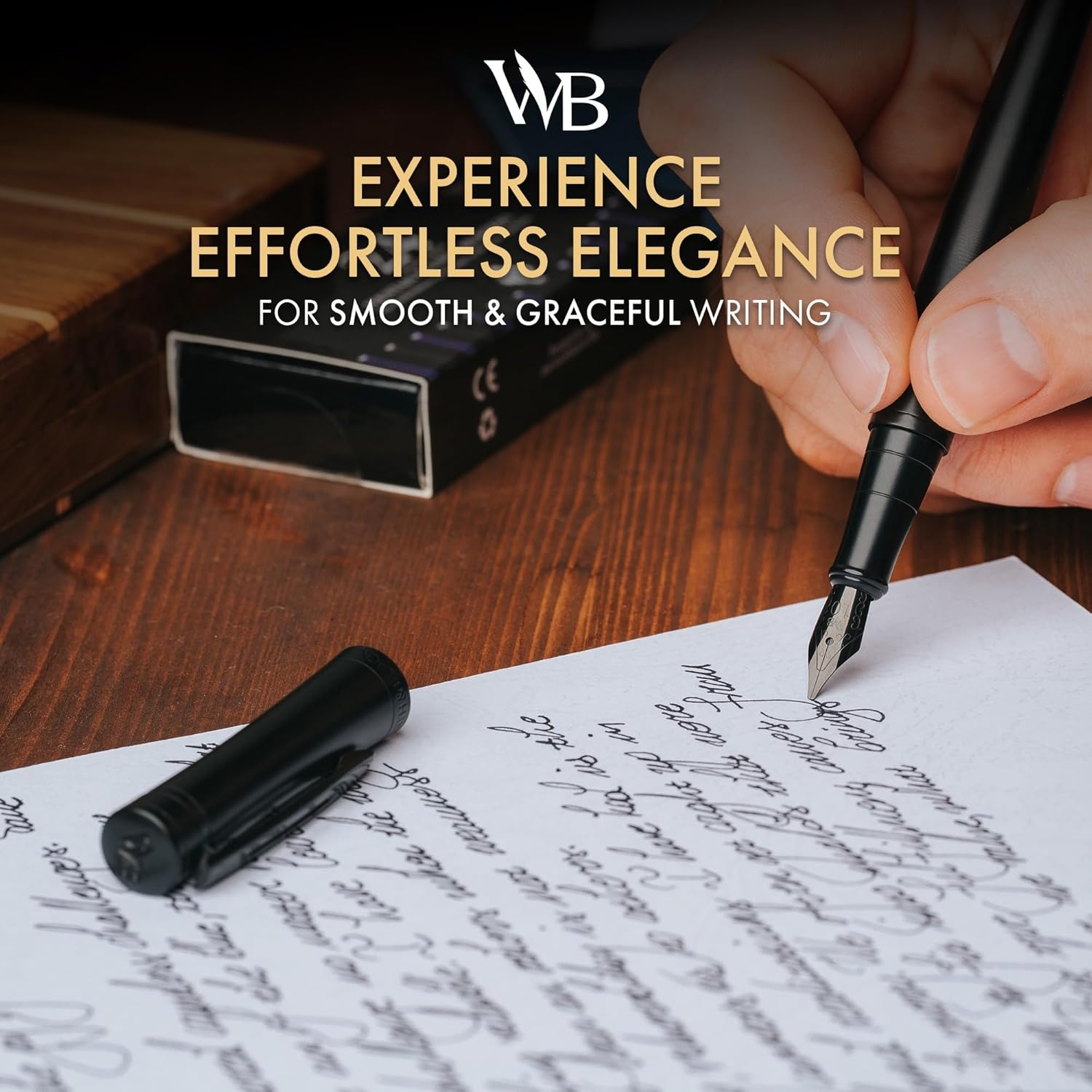 image:imageWordsworth amp Black Fountain Pen Set Medium Nib Includes 24 Ink Cartridges and Ink Refill Converter Gift Case Journaling Calligraphy Smooth Writing Pens Black Chrome Perfect for Men and WomenAll Black