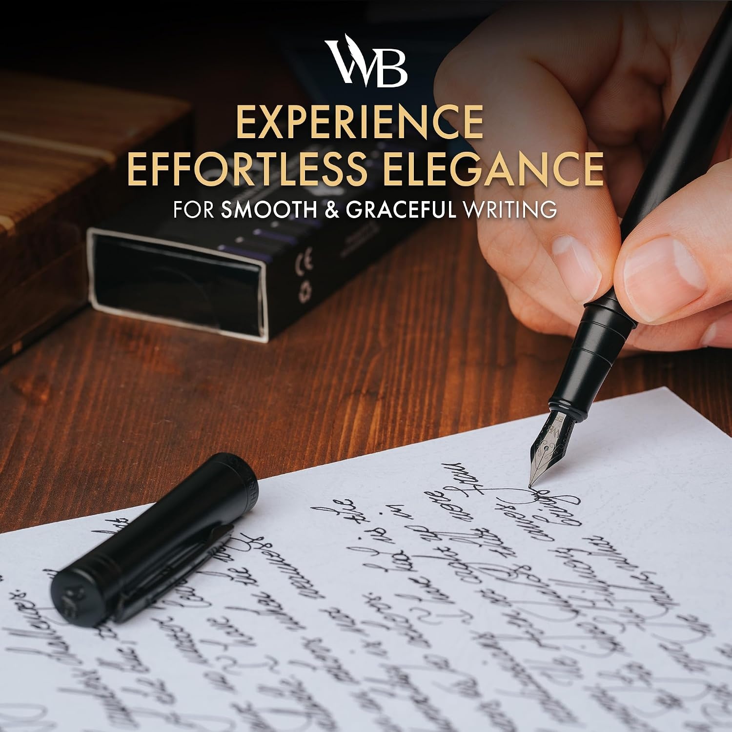 image:imageWordsworth amp Black Fountain Pen Set Medium Nib Includes 24 Ink Cartridges and Ink Refill Converter Gift Case Journaling Calligraphy Smooth Writing Pens Black Chrome Perfect for Men and WomenAll Black