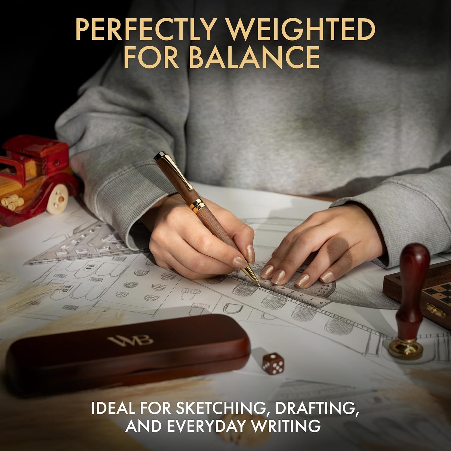 image:imageWordsworth amp Black Luxury Bamboo Mechanical Pencil Set 07mm Precision Twist Advance Writing Drafting amp Sketching for Architects amp Engineers 20 HB Led Pencils 07mm Pack Gift Box RosewoodBrown Wood