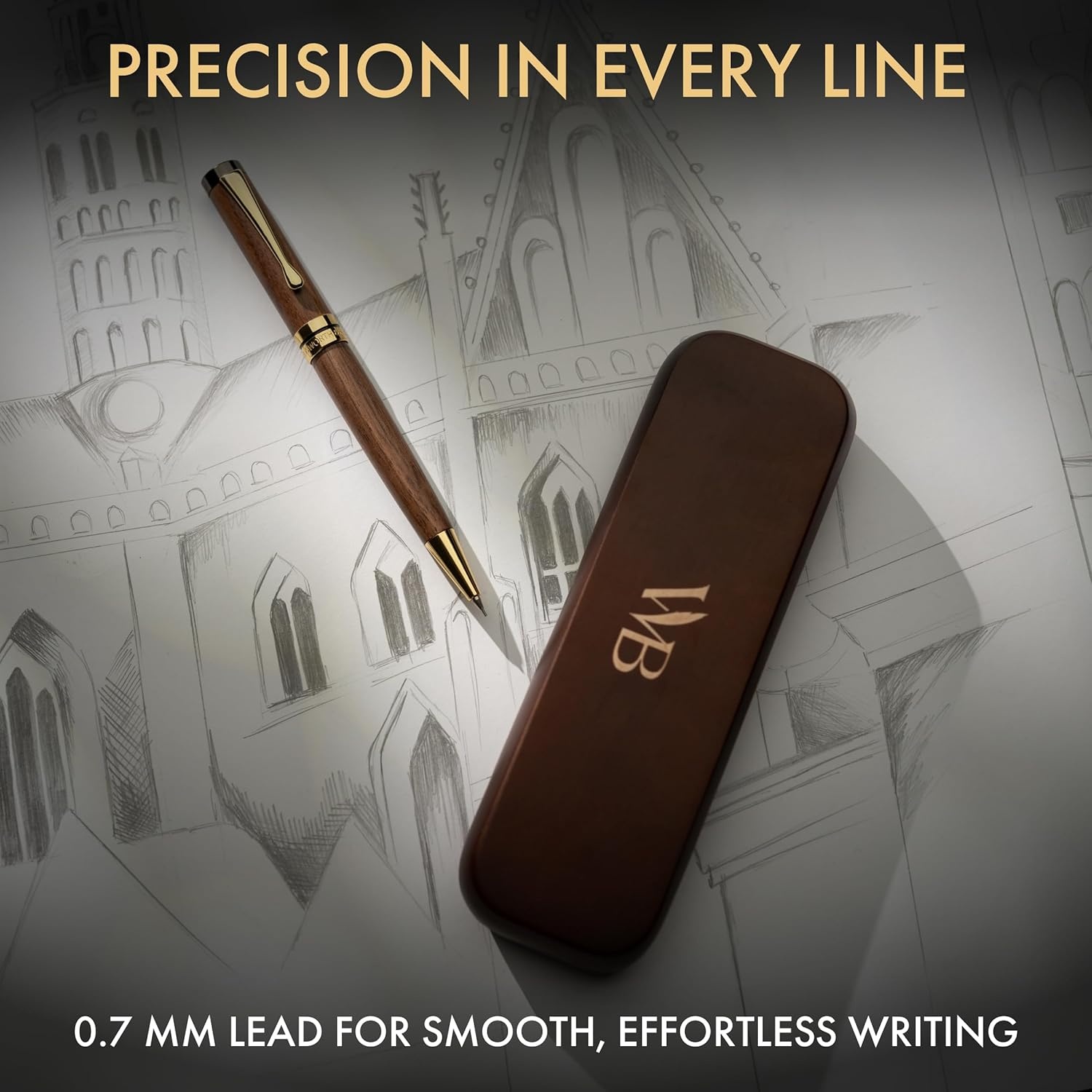 image:imageWordsworth amp Black Luxury Bamboo Mechanical Pencil Set 07mm Precision Twist Advance Writing Drafting amp Sketching for Architects amp Engineers 20 HB Led Pencils 07mm Pack Gift Box RosewoodBrown Wood