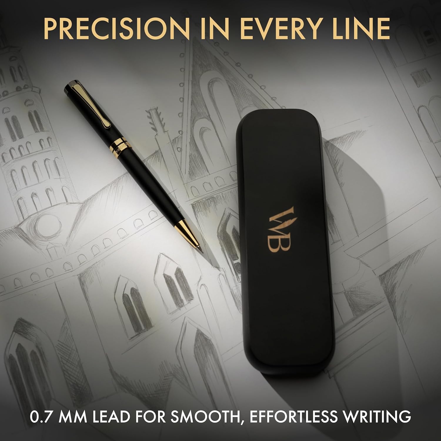 image:imageWordsworth amp Black Luxury Bamboo Mechanical Pencil Set 07mm Precision Twist Advance Writing Drafting amp Sketching for Architects amp Engineers 20 HB Led Pencils 07mm Pack Gift Box RosewoodBlack Wood