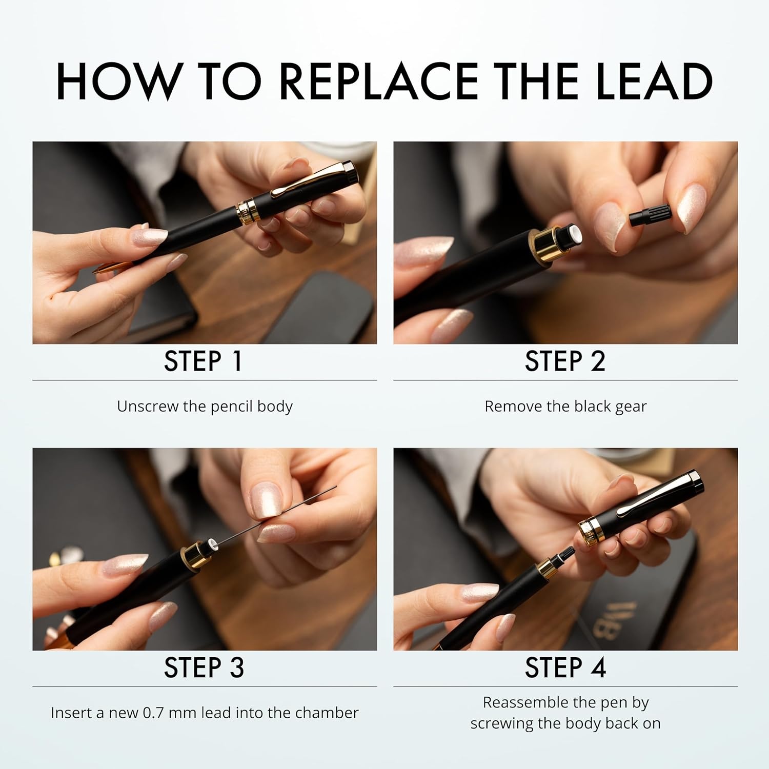 image:imageWordsworth amp Black Luxury Bamboo Mechanical Pencil Set 07mm Precision Twist Advance Writing Drafting amp Sketching for Architects amp Engineers 20 HB Led Pencils 07mm Pack Gift Box RosewoodBlack Wood