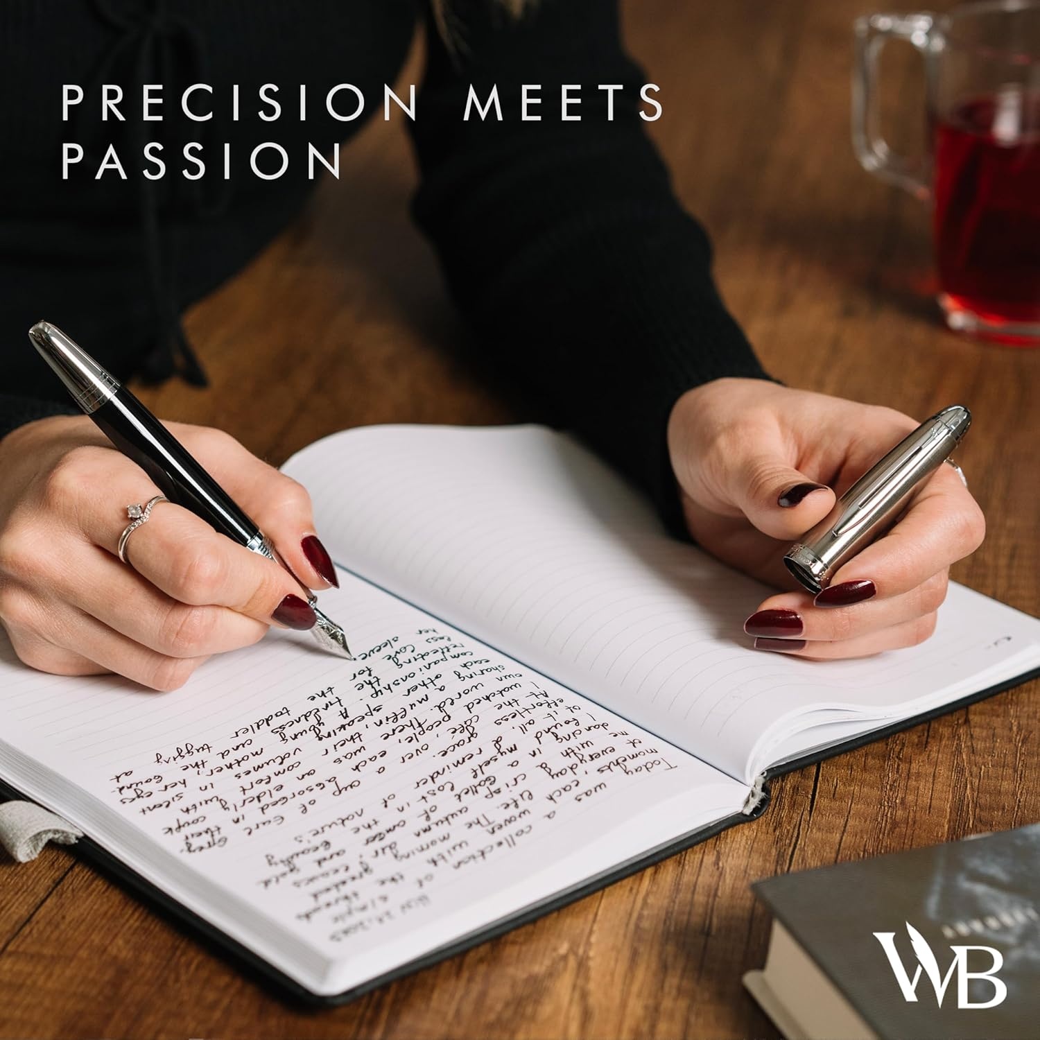image:imageWordsworth amp Black Majesti Fountain PenBlack Checked Luxury Case Stainless Steel Medium Nib Ink Cartridges Refillable Ink ConverterCalligraphy PenBest Business Gift Set for Men amp WomenBlack Chrome