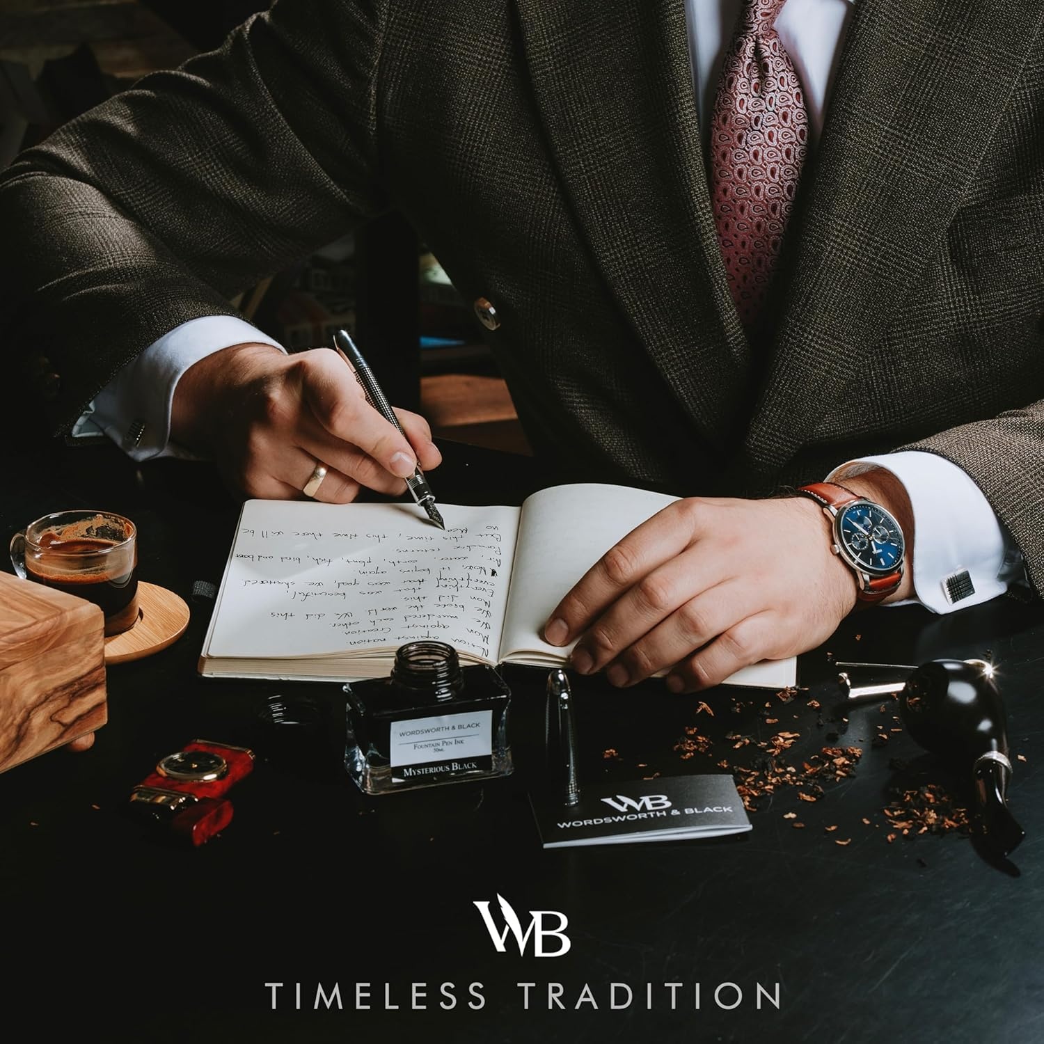 image:imageWordsworth amp Black Majesti Fountain PenBlack Checked Luxury Case Stainless Steel Medium Nib Ink Cartridges Refillable Ink ConverterCalligraphy PenBest Business Gift Set for Men amp WomenBlack Checked