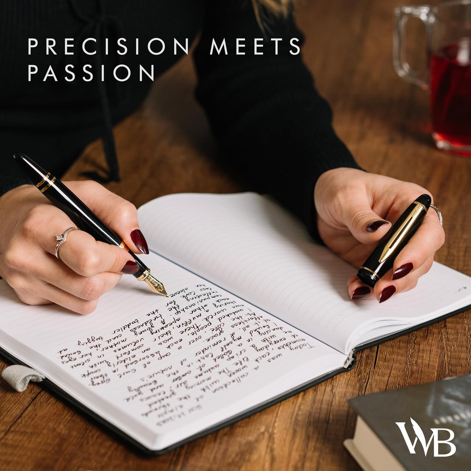 image:imageWordsworth amp Black Majesti Fountain PenBlack Checked Luxury Case Stainless Steel Medium Nib Ink Cartridges Refillable Ink ConverterCalligraphy PenBest Business Gift Set for Men amp WomenBlack Gold