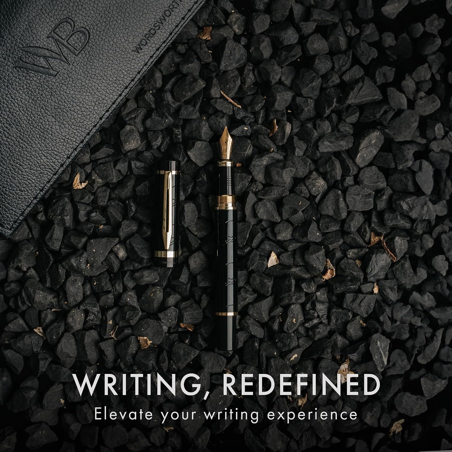 image:imageWordsworth amp Black Primori Fountain Pen Set Blue Gold Medium Nib Gift Case 24 Ink Cartridges Refill Converter Manual Smooth Writing Left amp Right HandedBlack Gold