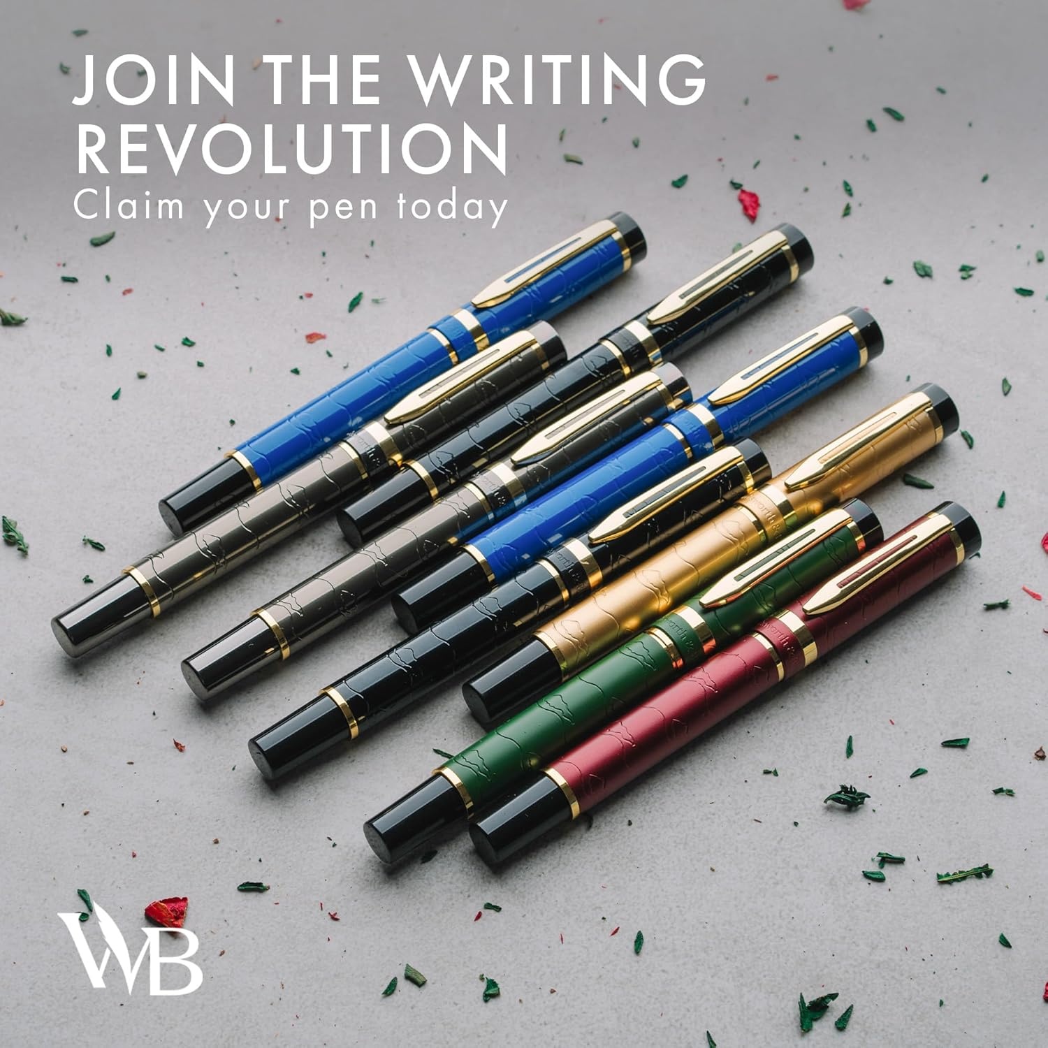 image:imageWordsworth amp Black Primori Fountain Pen Set Blue Gold Medium Nib Gift Case 24 Ink Cartridges Refill Converter Manual Smooth Writing Left amp Right HandedBlack Gold