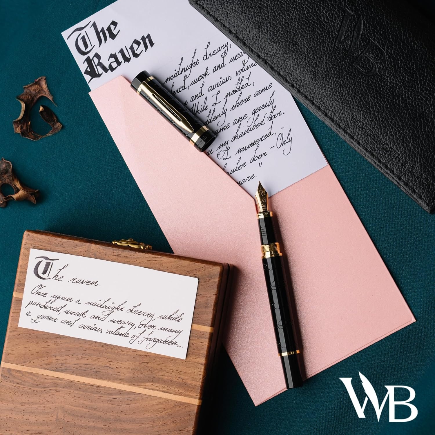 image:imageWordsworth amp Black Primori Fountain Pen Set Blue Gold Medium Nib Gift Case 24 Ink Cartridges Refill Converter Manual Smooth Writing Left amp Right HandedBlack Gold