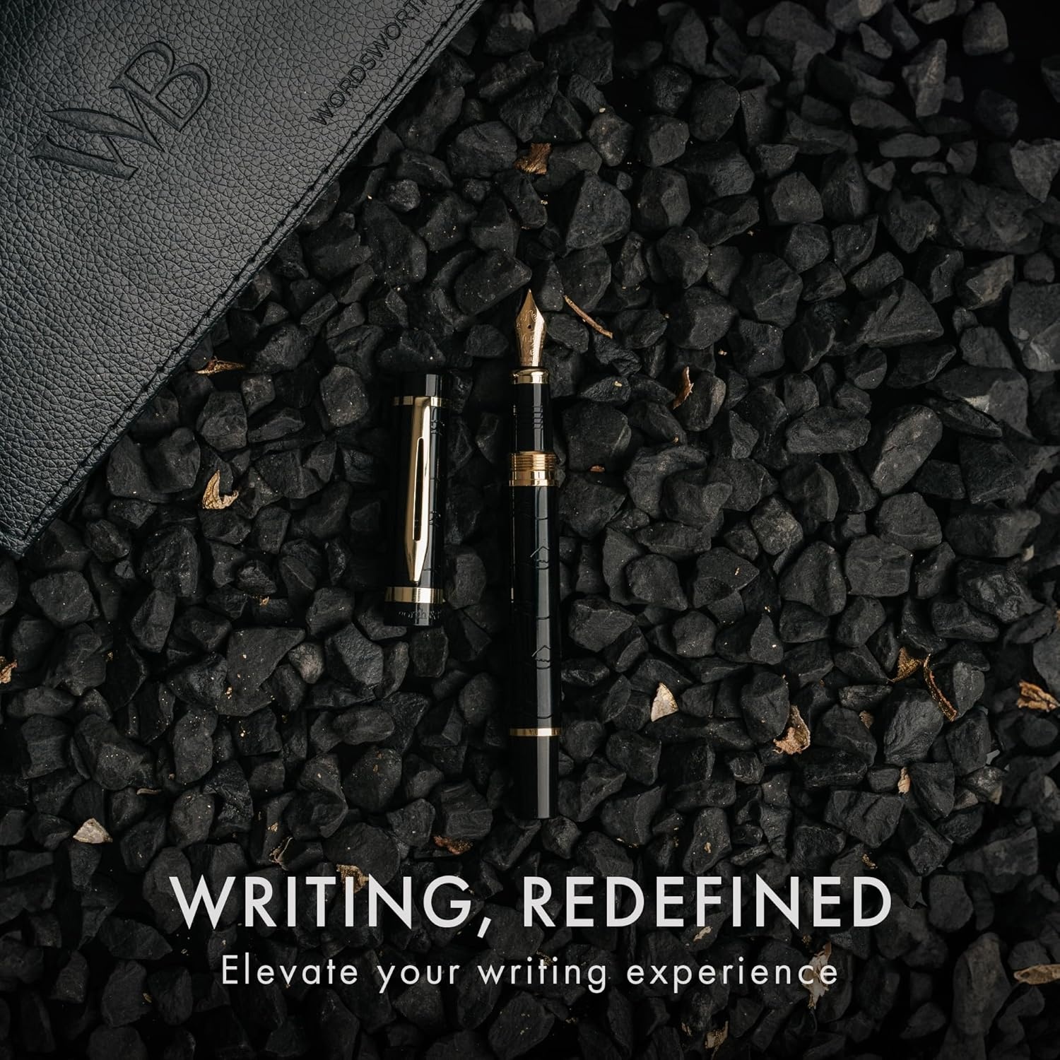 image:imageWordsworth amp Black Primori Fountain Pen Set Blue Gold Medium Nib Gift Case 24 Ink Cartridges Refill Converter Manual Smooth Writing Left amp Right HandedBlack Gold