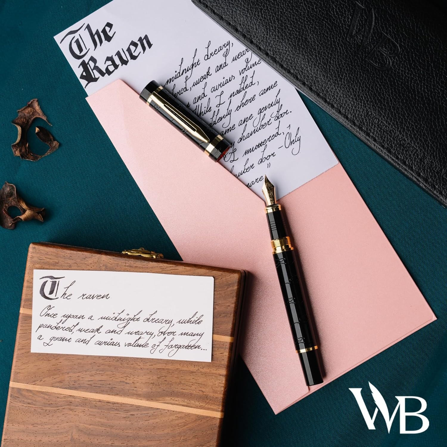 image:imageWordsworth amp Black Primori Fountain Pen Set Red Gold Medium Nib Gift Case 24 Ink Cartridges Refill Converter Manual Journaling Calligraphy Smooth Writing Pens Left and Right HandedBlack Gold
