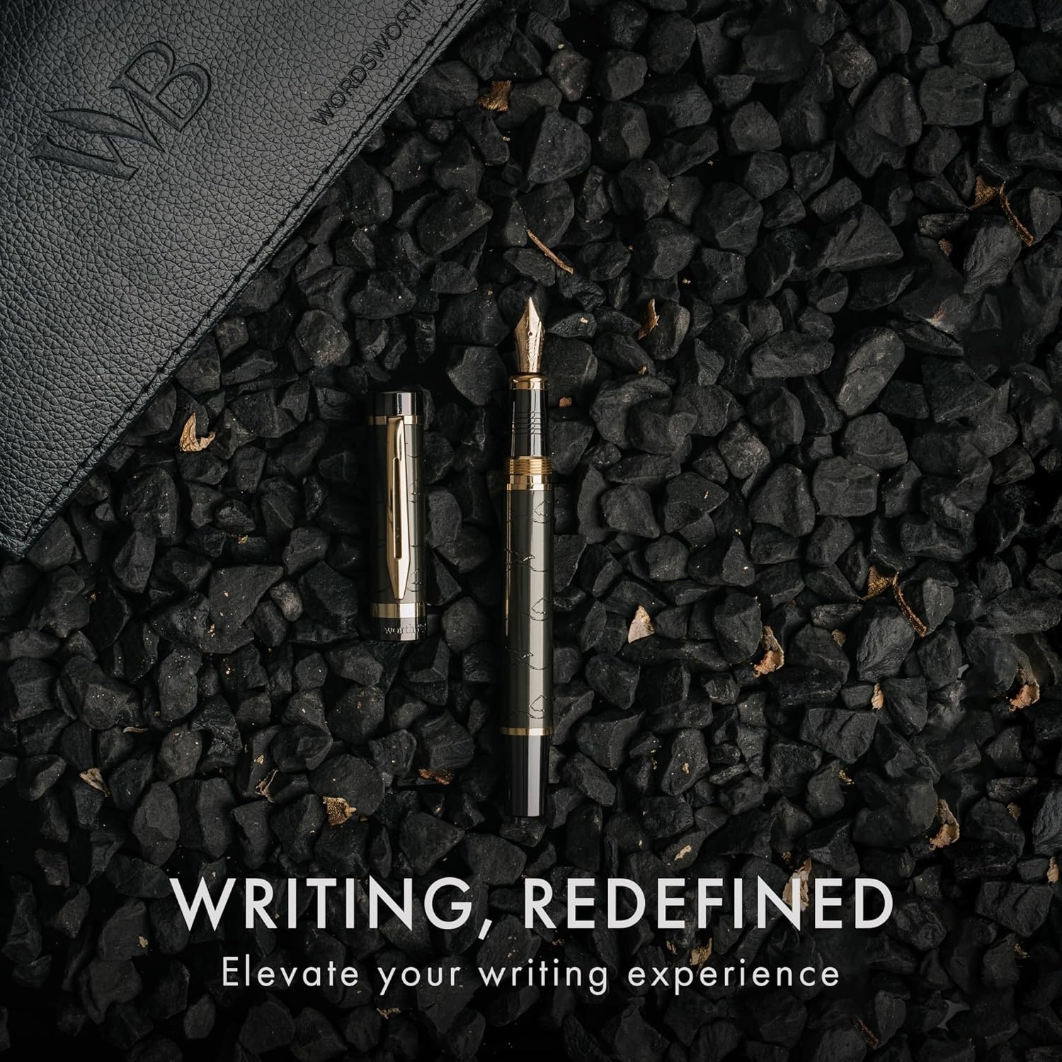 image:imageWordsworth amp Black Primori Fountain Pen Set Red Gold Medium Nib Gift Case 24 Ink Cartridges Refill Converter Manual Journaling Calligraphy Smooth Writing Pens Left and Right HandedGunmetal Gold