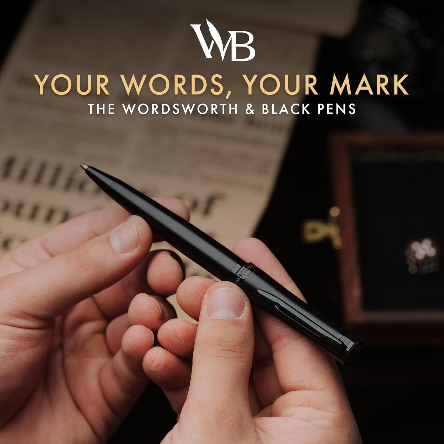 image:imageWordsworth and Black Ballpoint Pen Black Lacquer Stunning Luxury Pen Chrome Finish Ink Refill Best Gift Set for Men amp Women Refillable Elegant Nice Pens Fine PointAll Black