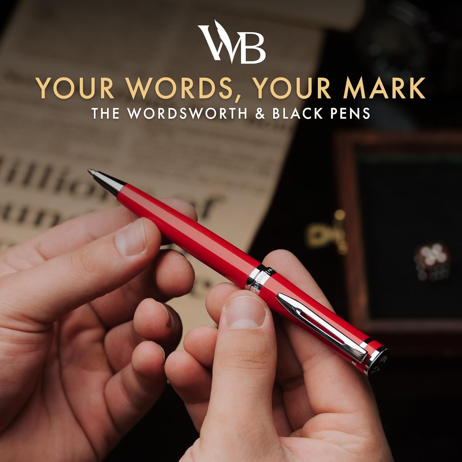 image:imageWordsworth and Black Ballpoint Pen Red Lacquer Stunning Luxury Pen Chrome Finish Ink Refill Best Gift Set for Men amp Women Refillable Elegant Nice Pens Fine Point