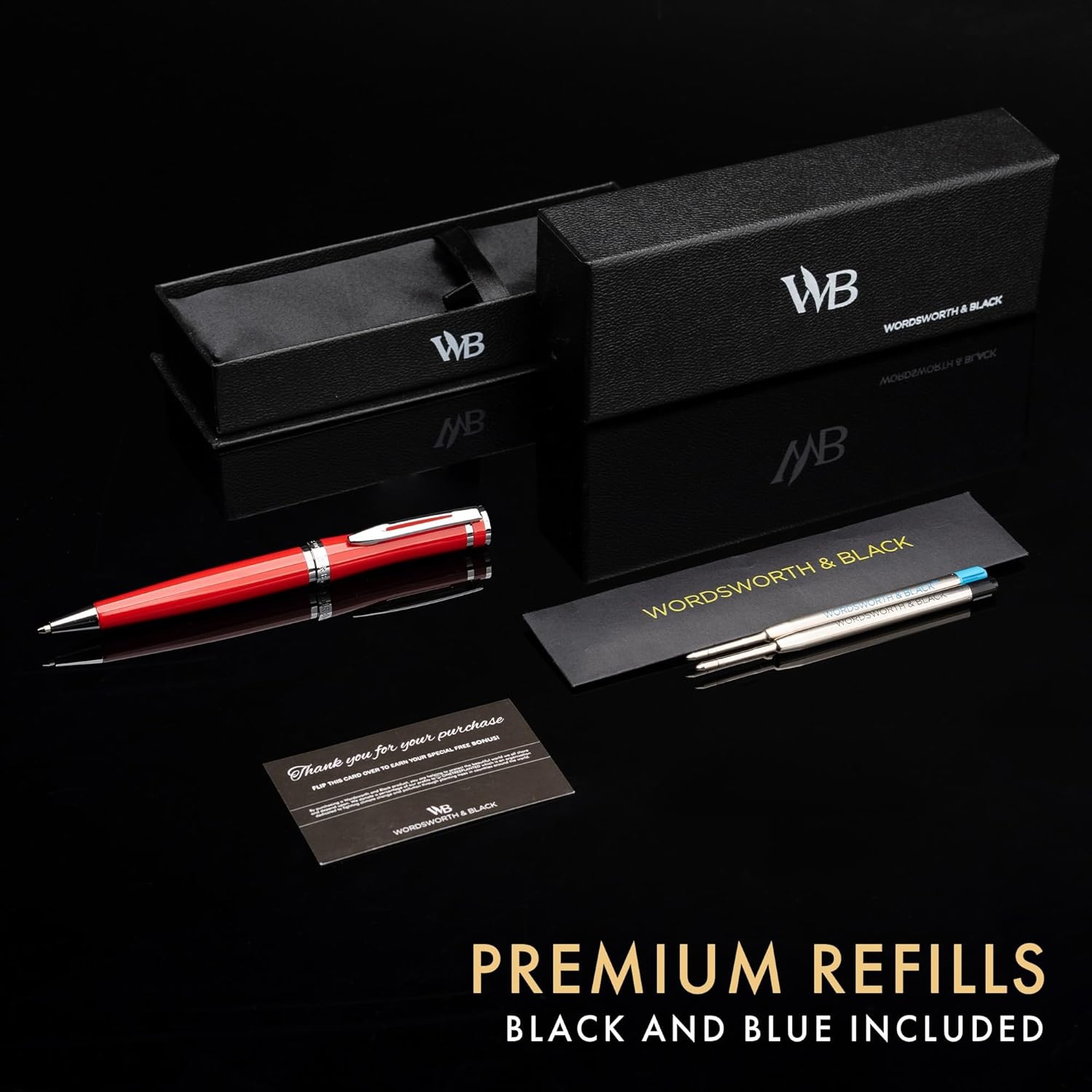 image:imageWordsworth and Black Ballpoint Pen Red Lacquer Stunning Luxury Pen Chrome Finish Ink Refill Best Gift Set for Men amp Women Refillable Elegant Nice Pens Fine Point