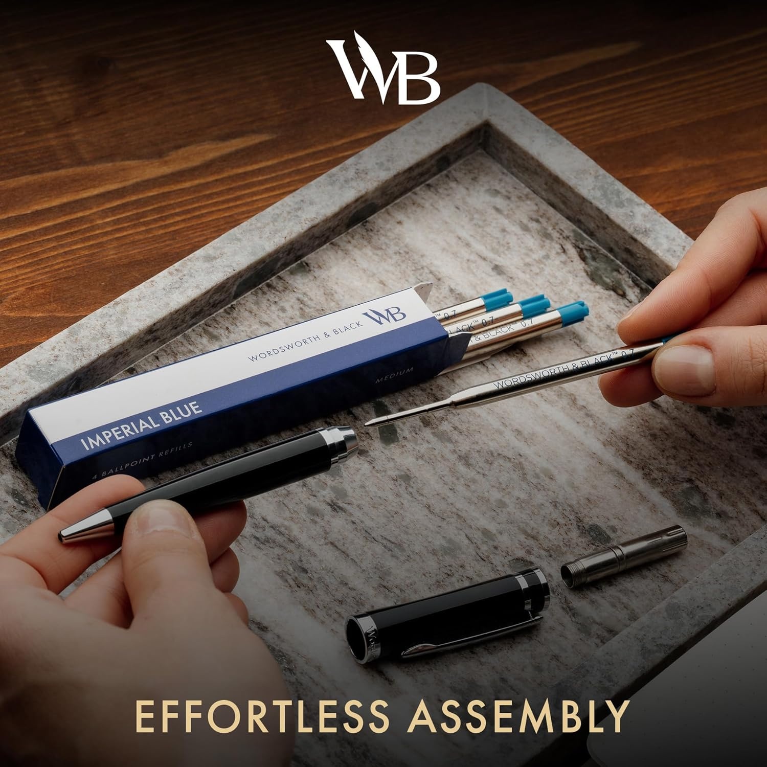 image:imageWordsworth and Black Ballpoint Pen Refills Blue Set of 4 Replaceable Refills Medium Tip Quick Drying Blue Ink Standard Size Ballpoint Pens Smooth WritingBlueMedium Nib