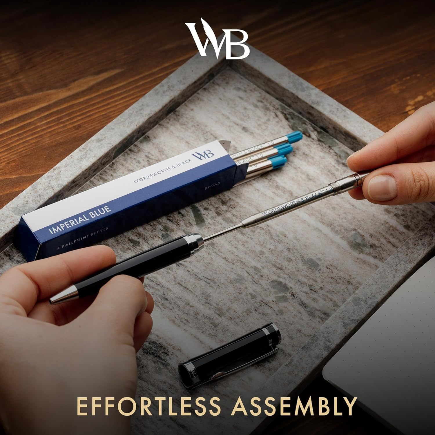 image:imageWordsworth and Black Ballpoint Pen Refills Blue Set of 4 Replaceable Refills Medium Tip Quick Drying Blue Ink Standard Size Ballpoint Pens Smooth WritingBlueBroad Nib