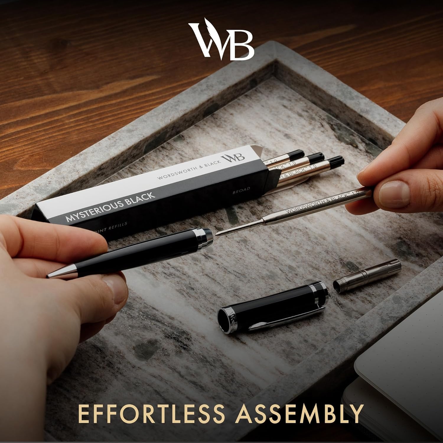 image:imageWordsworth and Black Ballpoint Pen Refills Blue Set of 4 Replaceable Refills Medium Tip Quick Drying Blue Ink Standard Size Ballpoint Pens Smooth WritingBlackBroad Nib