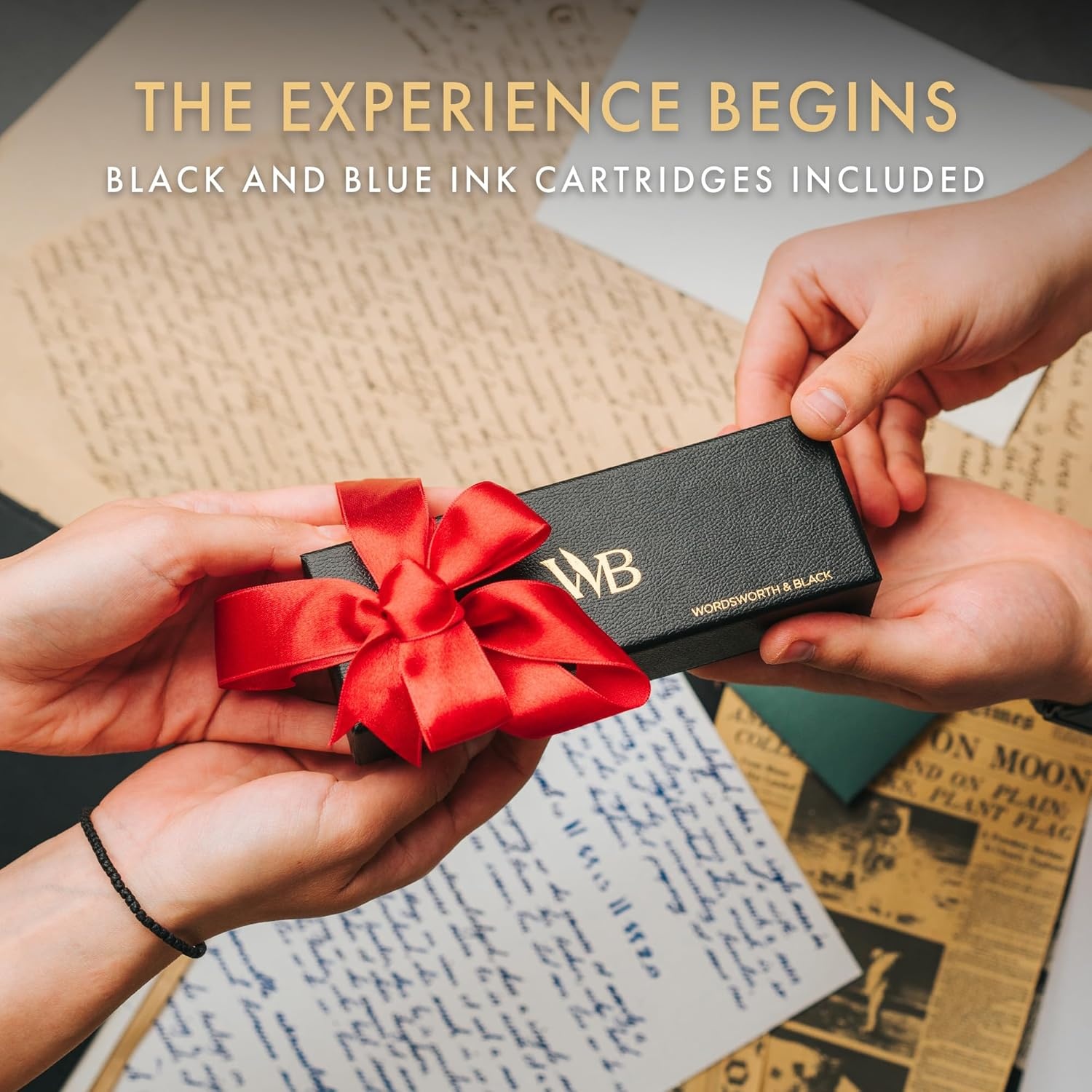image:imageWordsworth and Black Fountain Pen Mini EDC Luxury Black Heavy Pocket Pen Chrome Finish Medium Nib 6 Ink Cartridges Ink Converter Travel Refillable Writing Pen Gift Set Men amp WomenGold