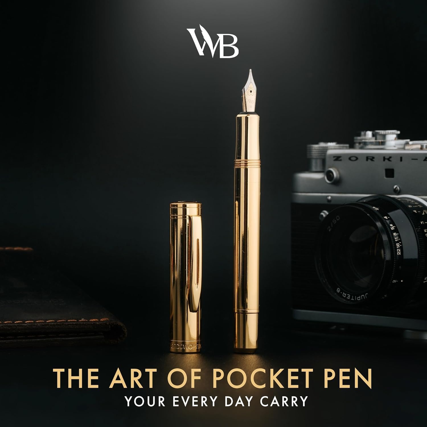 image:imageWordsworth and Black Fountain Pen Mini EDC Luxury Black Heavy Pocket Pen Chrome Finish Medium Nib 6 Ink Cartridges Ink Converter Travel Refillable Writing Pen Gift Set Men amp WomenGold