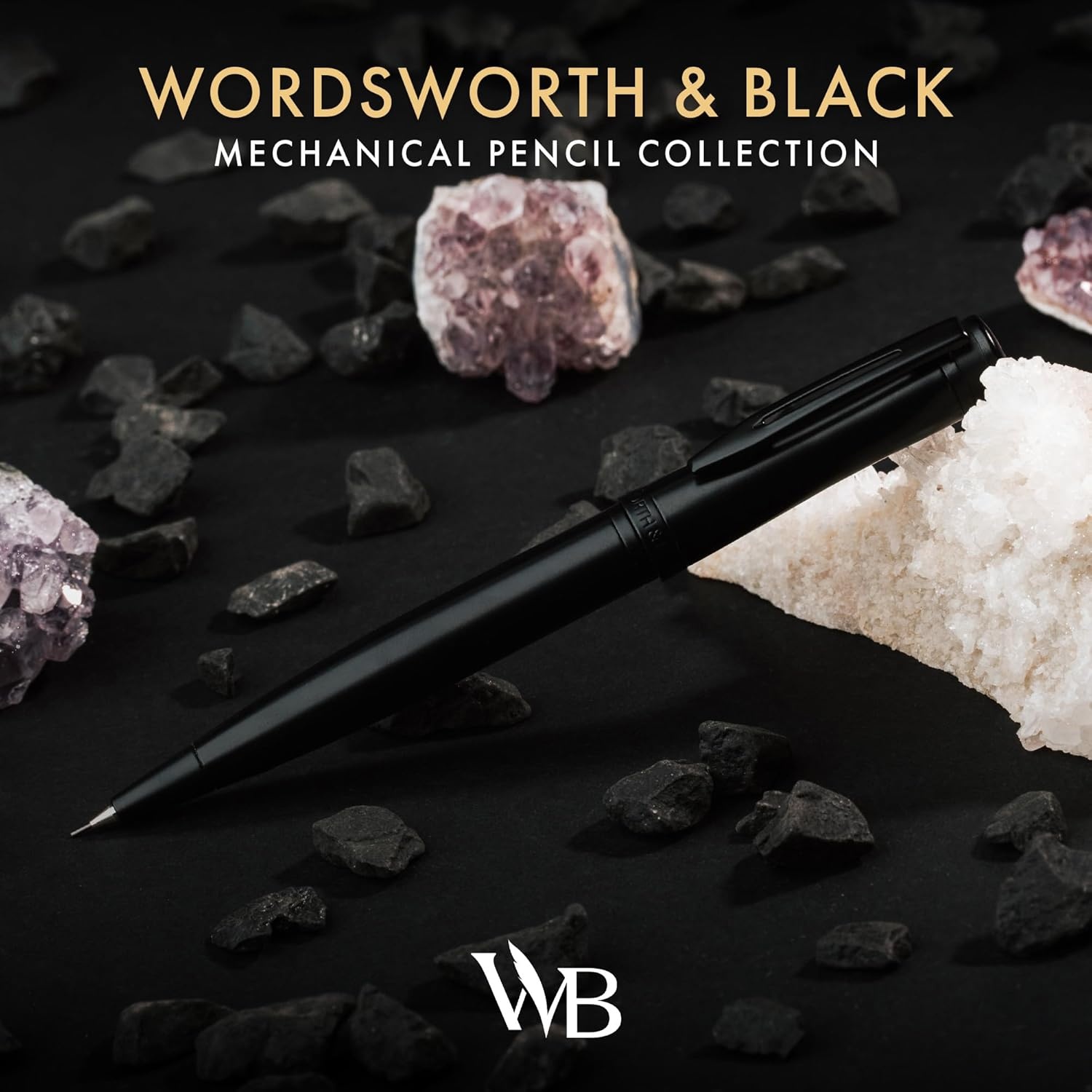 image:imageWordsworth and Black Mechanical Pencil Graphite Lead Stunning Luxury Metal Pencil Black Lacquer 24K Gold Finish 07mm Led Best Gift Set for Men amp Women Professional Executive Office PencilsAll Black