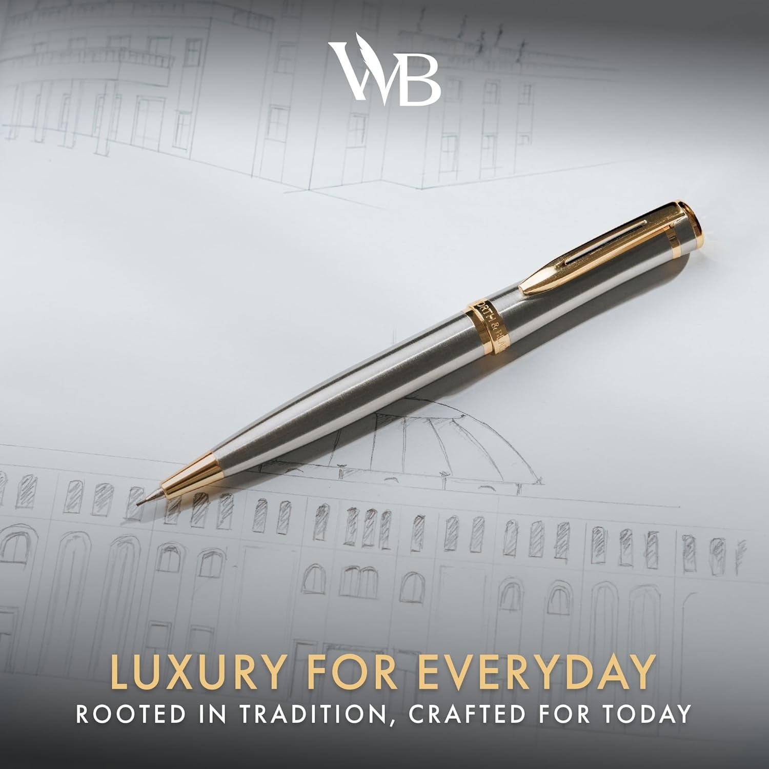 image:imageWordsworth and Black Mechanical Pencil Graphite Lead Stunning Luxury Metal Pencil Black Lacquer 24K Gold Finish 07mm Led Best Gift Set for Men amp Women Professional Executive Office PencilsSilver Gold