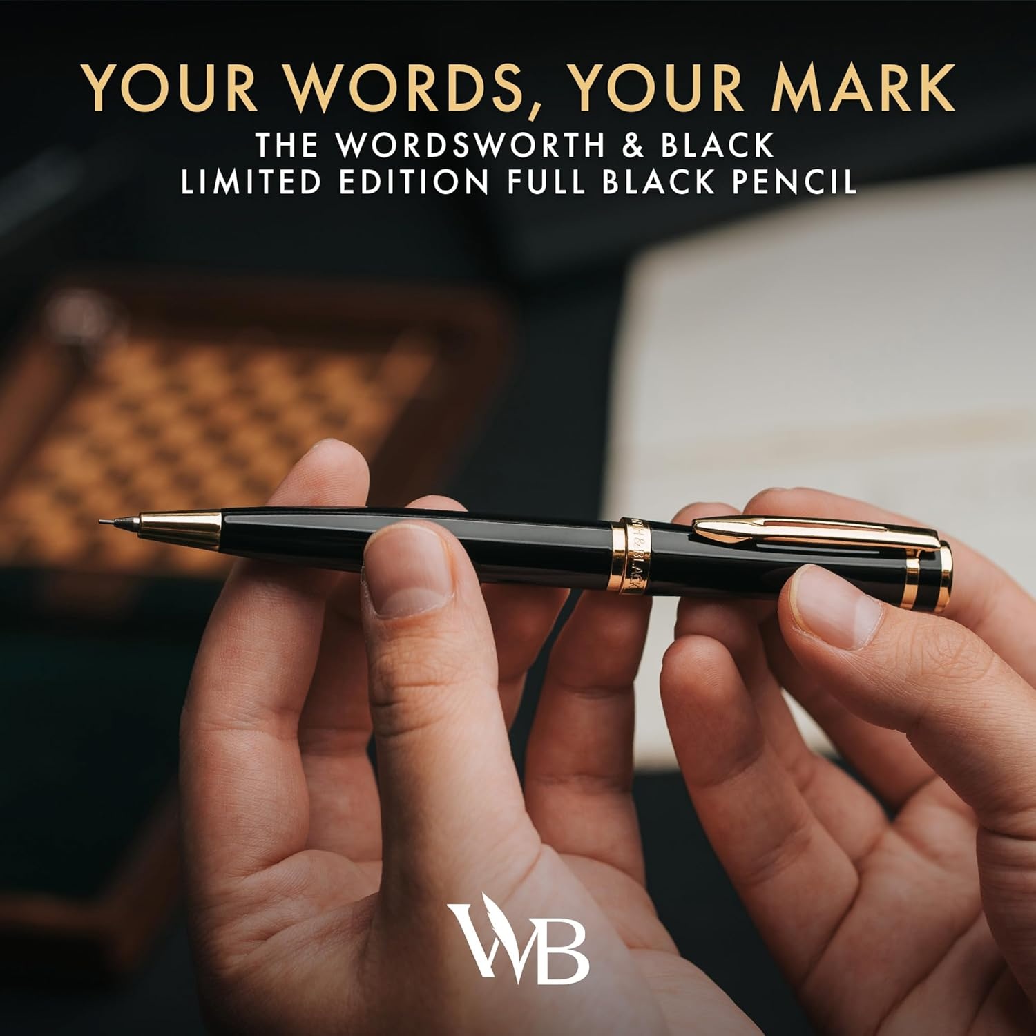 image:imageWordsworth and Black Mechanical Pencil Graphite Lead Stunning Luxury Metal Pencil Black Lacquer 24K Gold Finish 07mm Led Best Gift Set for Men amp Women Professional Executive Office PencilsBlack Gold