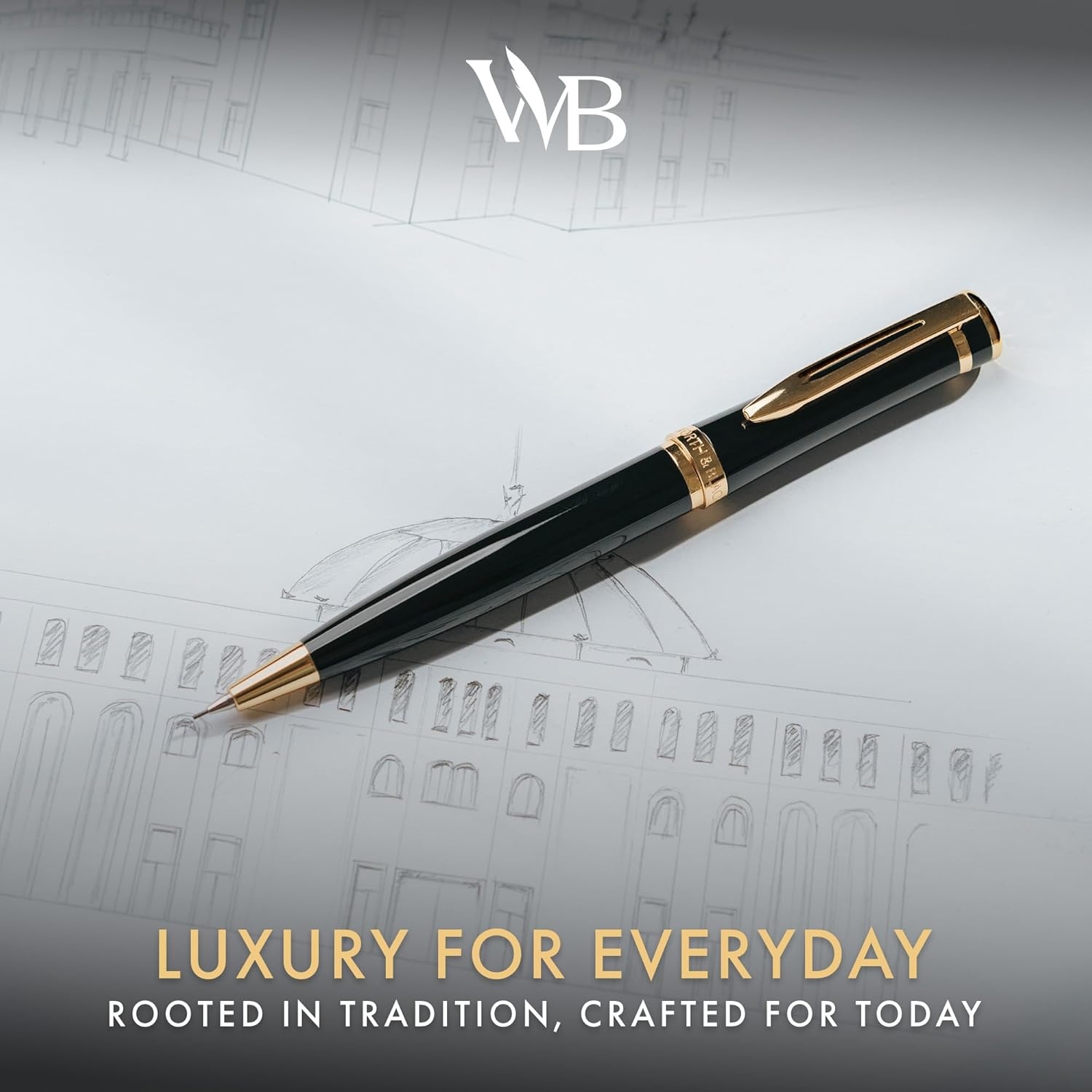 image:imageWordsworth and Black Mechanical Pencil Graphite Lead Stunning Luxury Metal Pencil Black Lacquer 24K Gold Finish 07mm Led Best Gift Set for Men amp Women Professional Executive Office PencilsBlack Gold