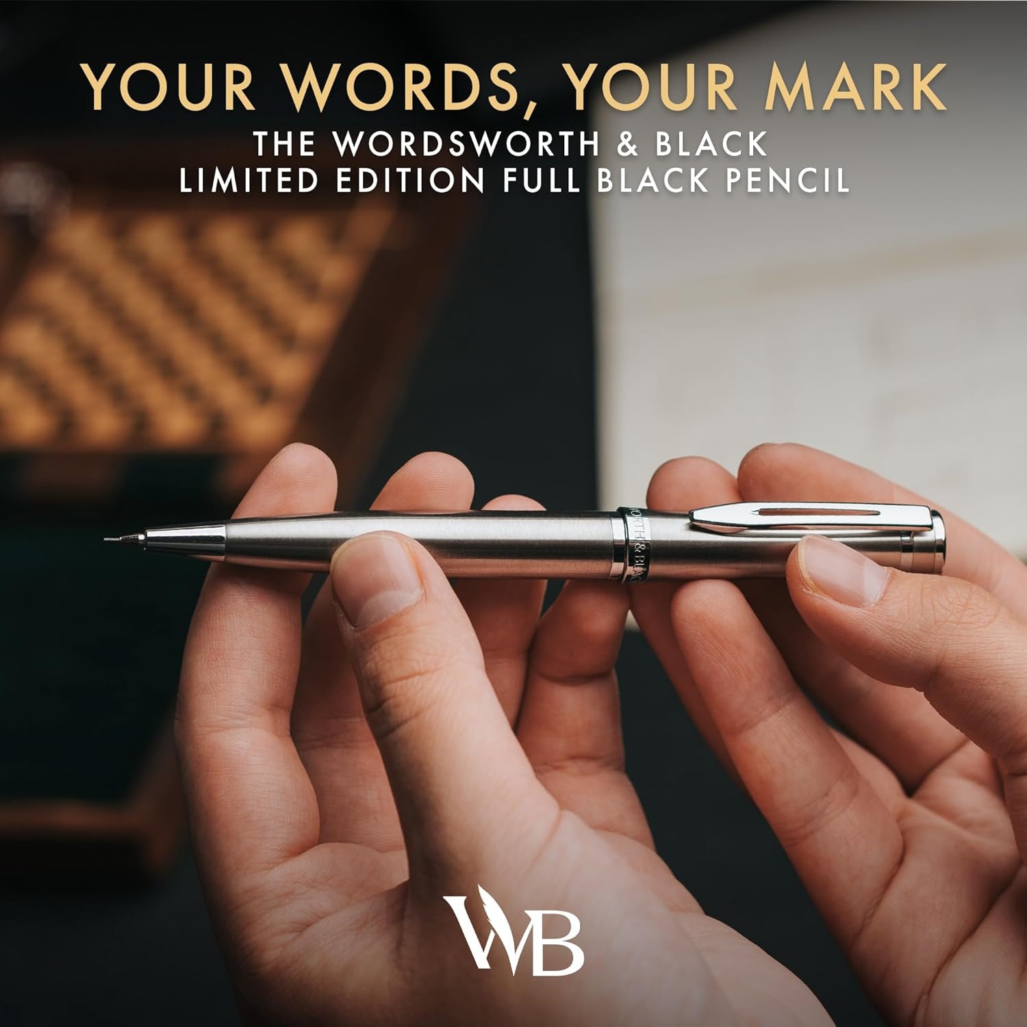 image:imageWordsworth and Black Mechanical Pencil Graphite Lead Stunning Luxury Metal Pencil Black Lacquer 24K Gold Finish 07mm Led Best Gift Set for Men amp Women Professional Executive Office PencilsSilver Chrome