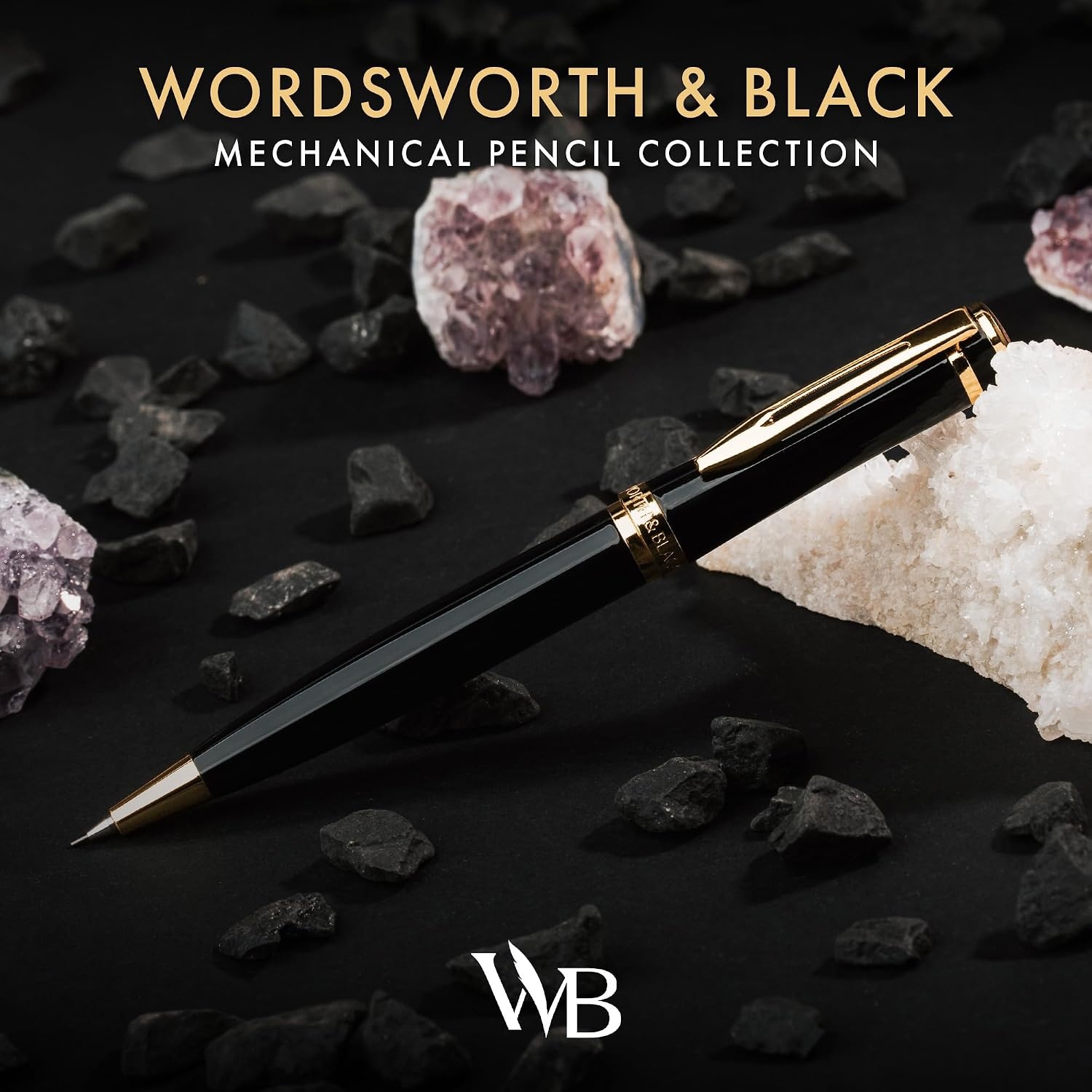 image:imageWordsworth and Black Mechanical Pencil Graphite Lead Stunning Luxury Metal Pencil Black Lacquer 24K Gold Finish 07mm Led Best Gift Set for Men amp Women Professional Executive Office PencilsBlack Gold
