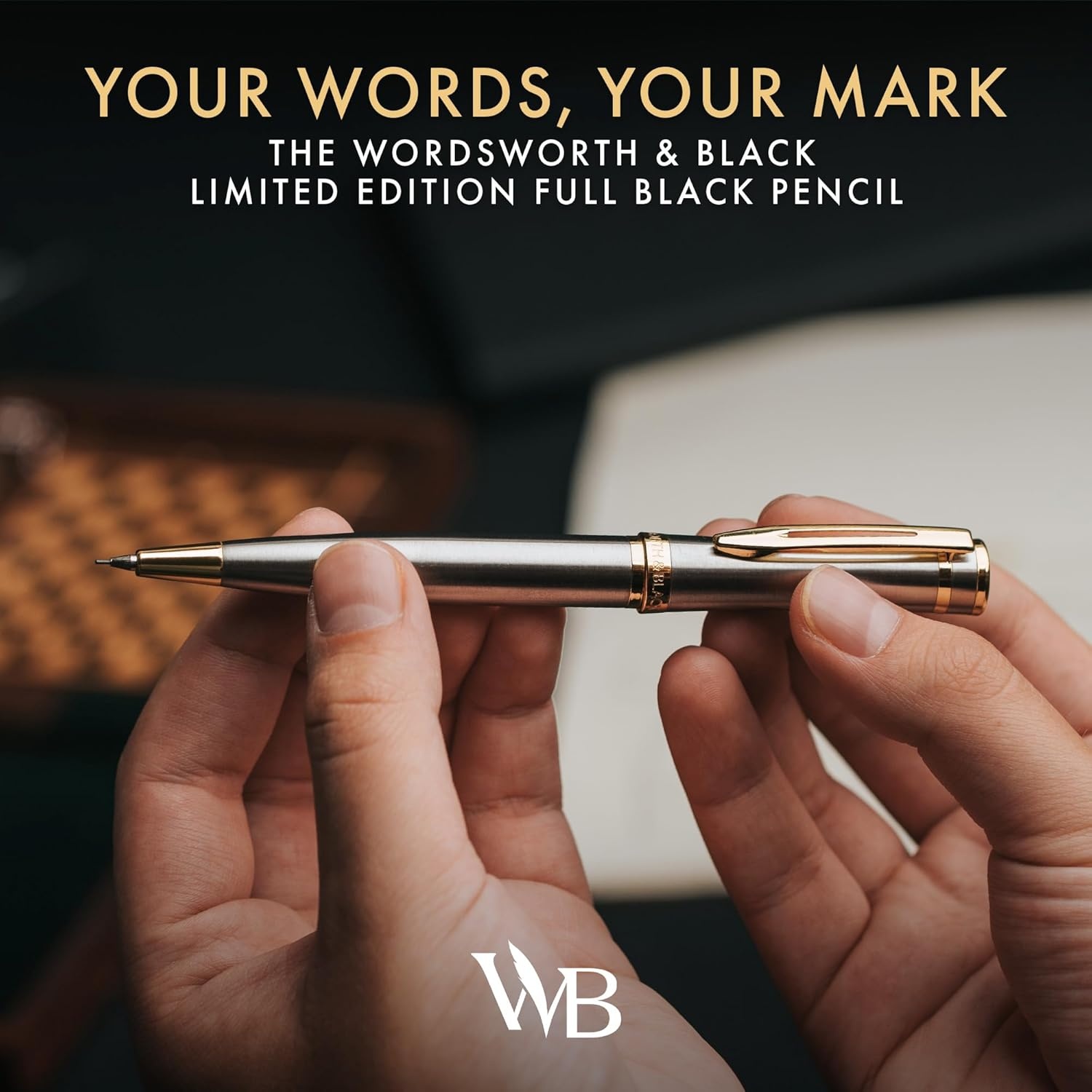 image:imageWordsworth and Black Mechanical Pencil Graphite Lead Stunning Luxury Metal Pencil Black Lacquer 24K Gold Finish 07mm Led Best Gift Set for Men amp Women Professional Executive Office PencilsSilver Gold