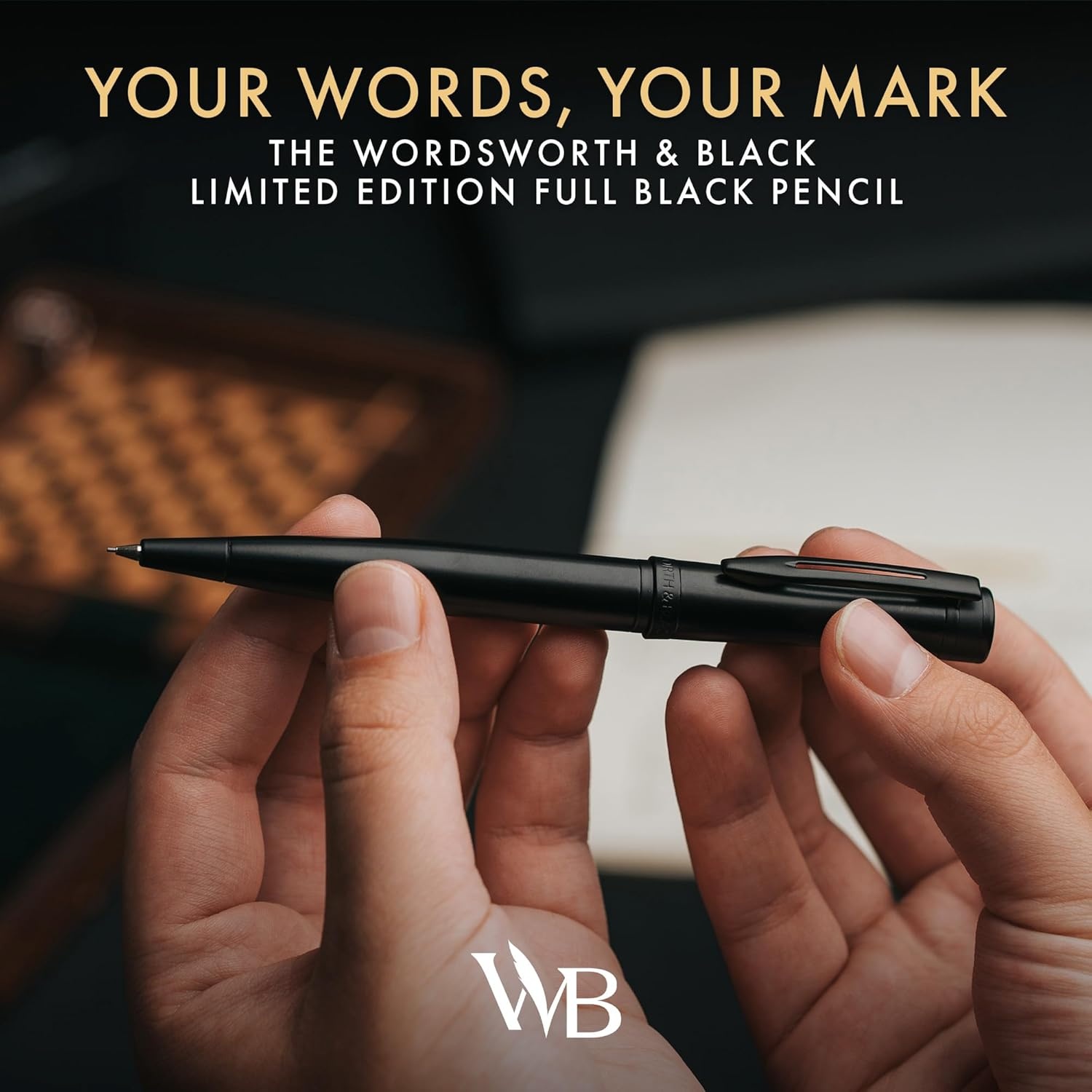 image:imageWordsworth and Black Mechanical Pencil Graphite Lead Stunning Luxury Metal Pencil Black Lacquer 24K Gold Finish 07mm Led Best Gift Set for Men amp Women Professional Executive Office PencilsAll Black