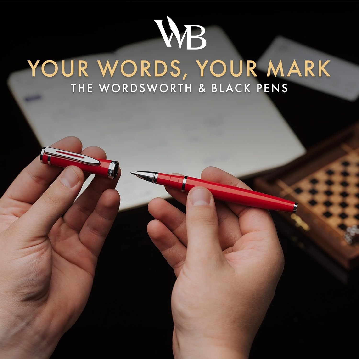 image:imageWordsworth and Black Rollerball Pen Luxury Pen Chrome Finish Red Lacquer Ink Refill Refillable Gift for Men amp Women Professional Writing Nice and Fancy Pens and for WorkRed Chrome