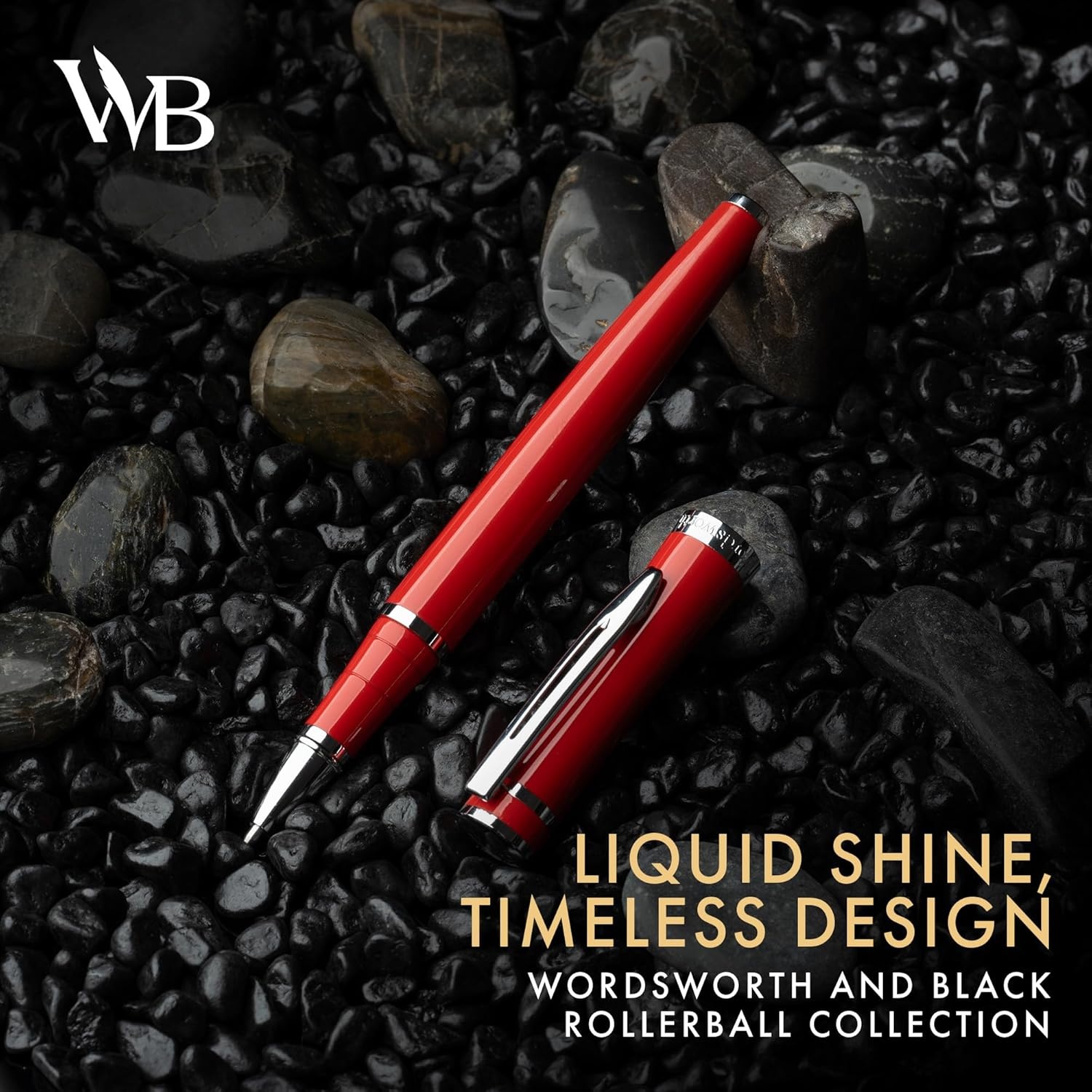 image:imageWordsworth and Black Rollerball Pen Luxury Pen Chrome Finish Red Lacquer Ink Refill Refillable Gift for Men amp Women Professional Writing Nice and Fancy Pens and for Work