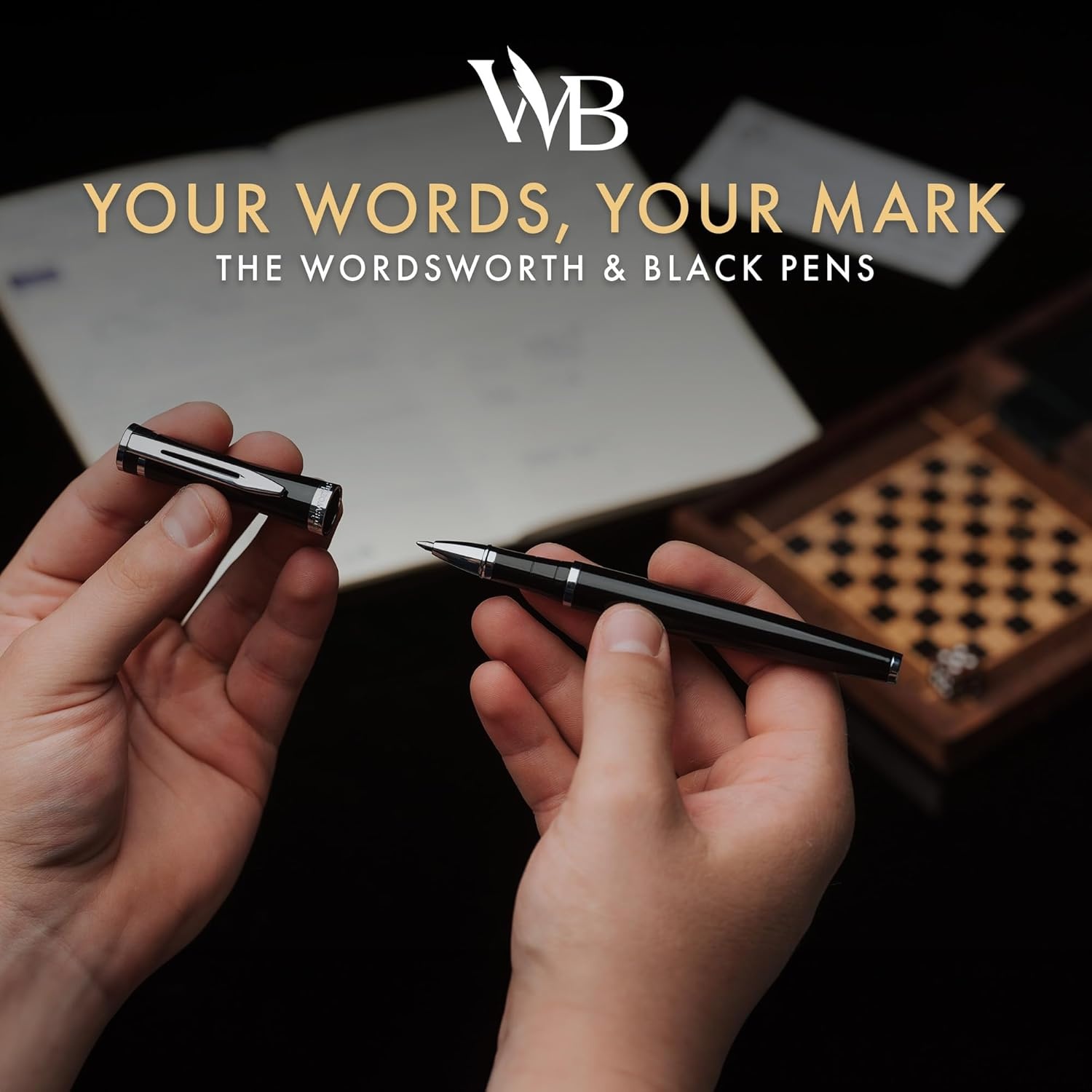 image:imageWordsworth and Black Rollerball Pen Luxury Pen Chrome Finish Red Lacquer Ink Refill Refillable Gift for Men amp Women Professional Writing Nice and Fancy Pens and for WorkBlack Chrome