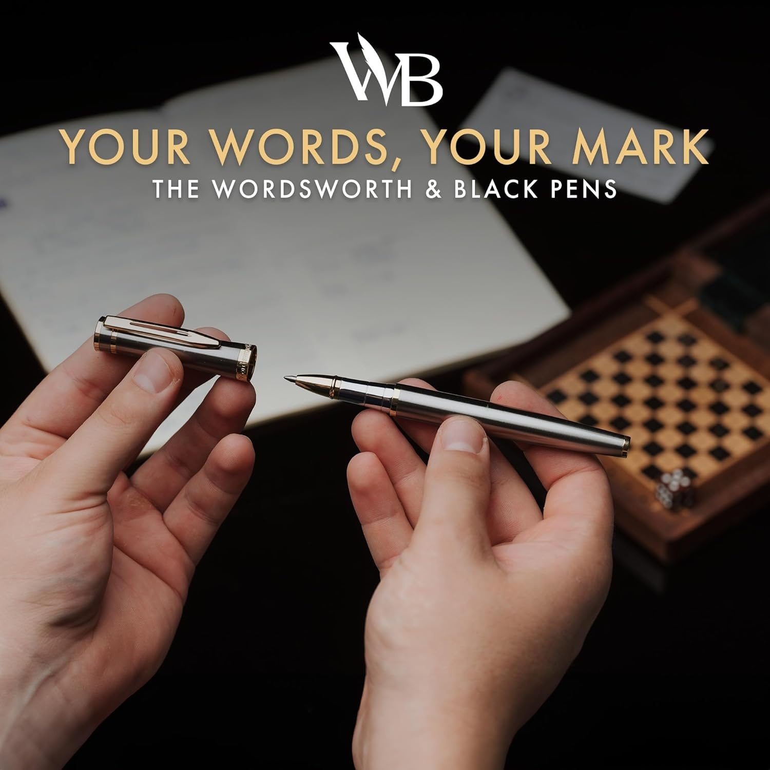 image:imageWordsworth and Black Rollerball Pen Luxury Pen Chrome Finish Red Lacquer Ink Refill Refillable Gift for Men amp Women Professional Writing Nice and Fancy Pens and for WorkSilver Gold