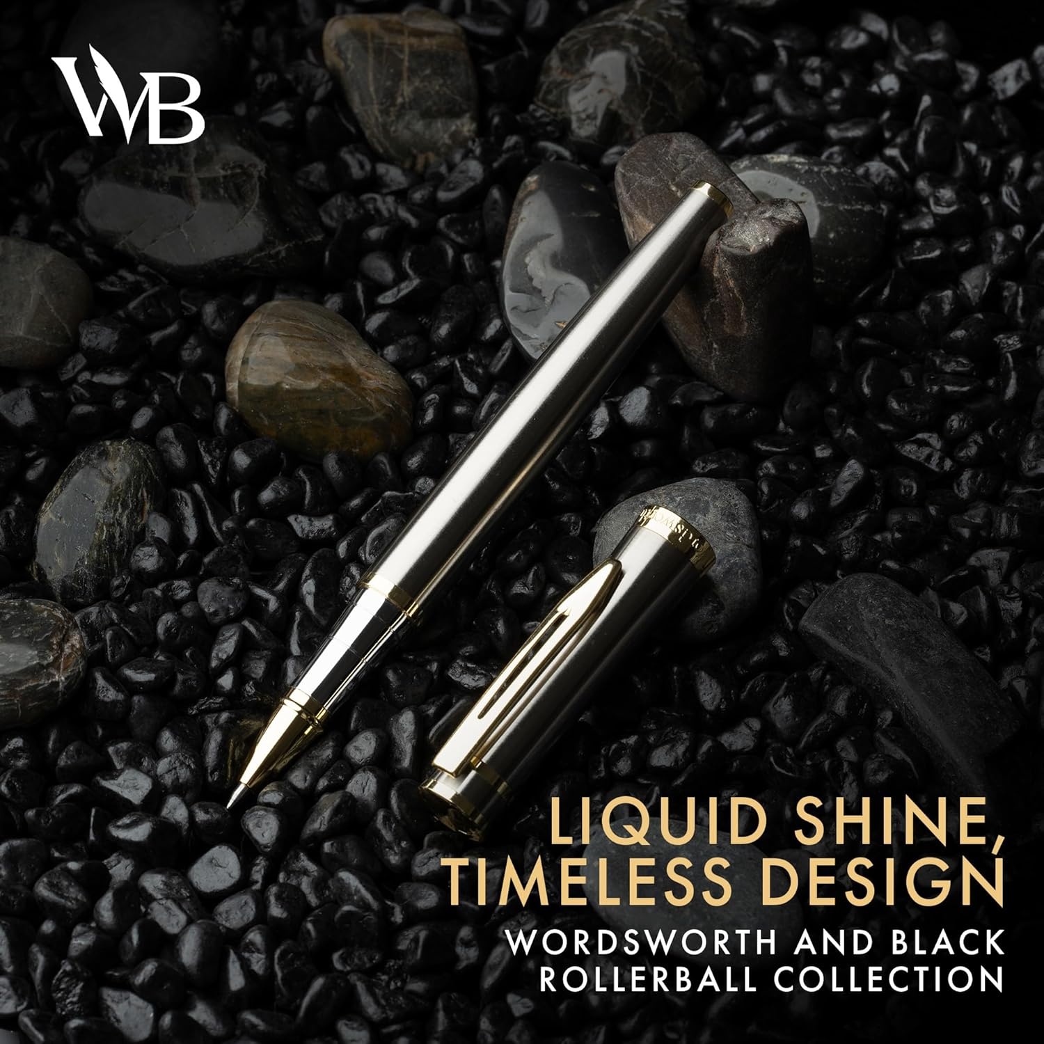 image:imageWordsworth and Black Rollerball Pen Luxury Pen Chrome Finish Red Lacquer Ink Refill Refillable Gift for Men amp Women Professional Writing Nice and Fancy Pens and for WorkSilver Gold