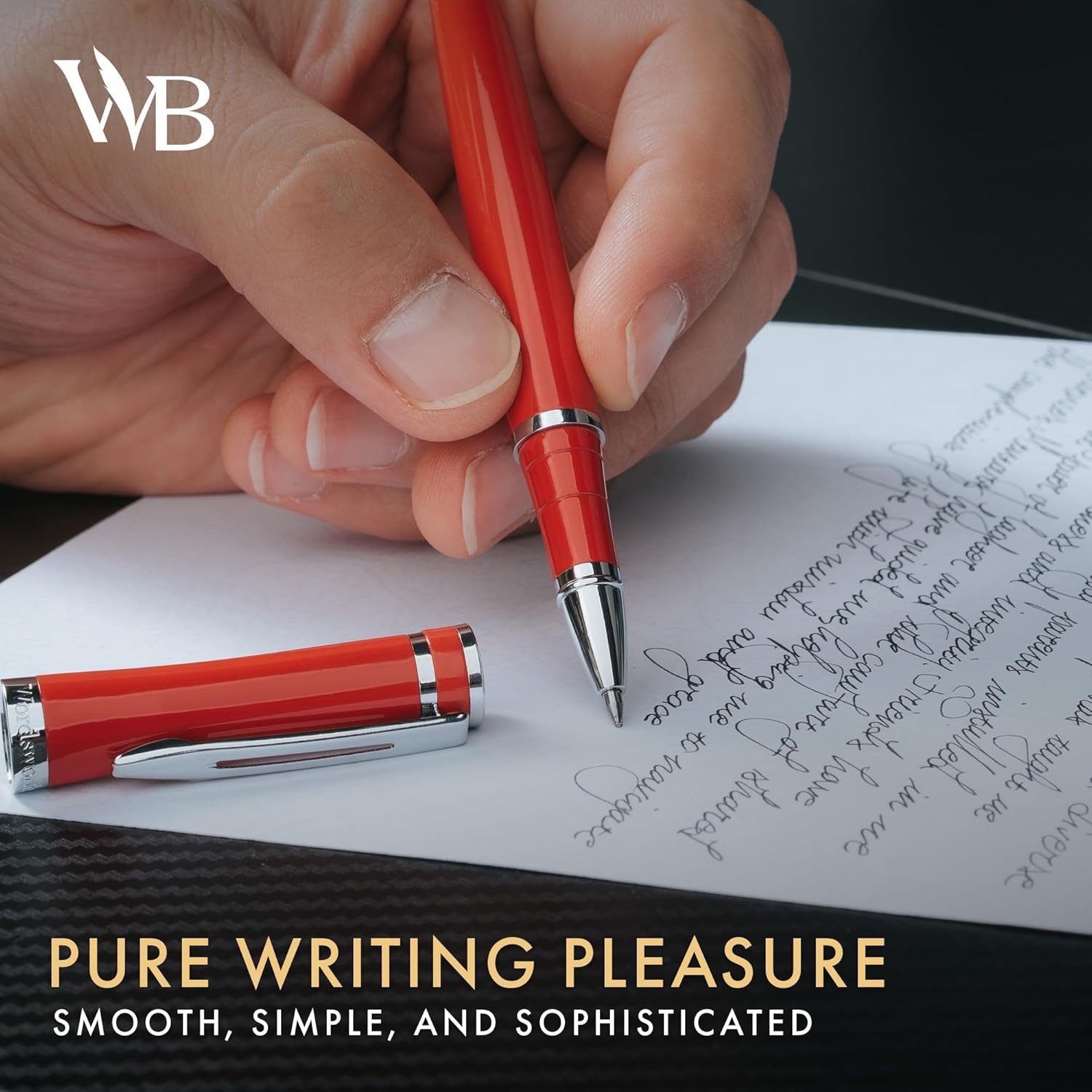 image:imageWordsworth and Black Rollerball Pen Luxury Pen Chrome Finish Red Lacquer Ink Refill Refillable Gift for Men amp Women Professional Writing Nice and Fancy Pens and for Work