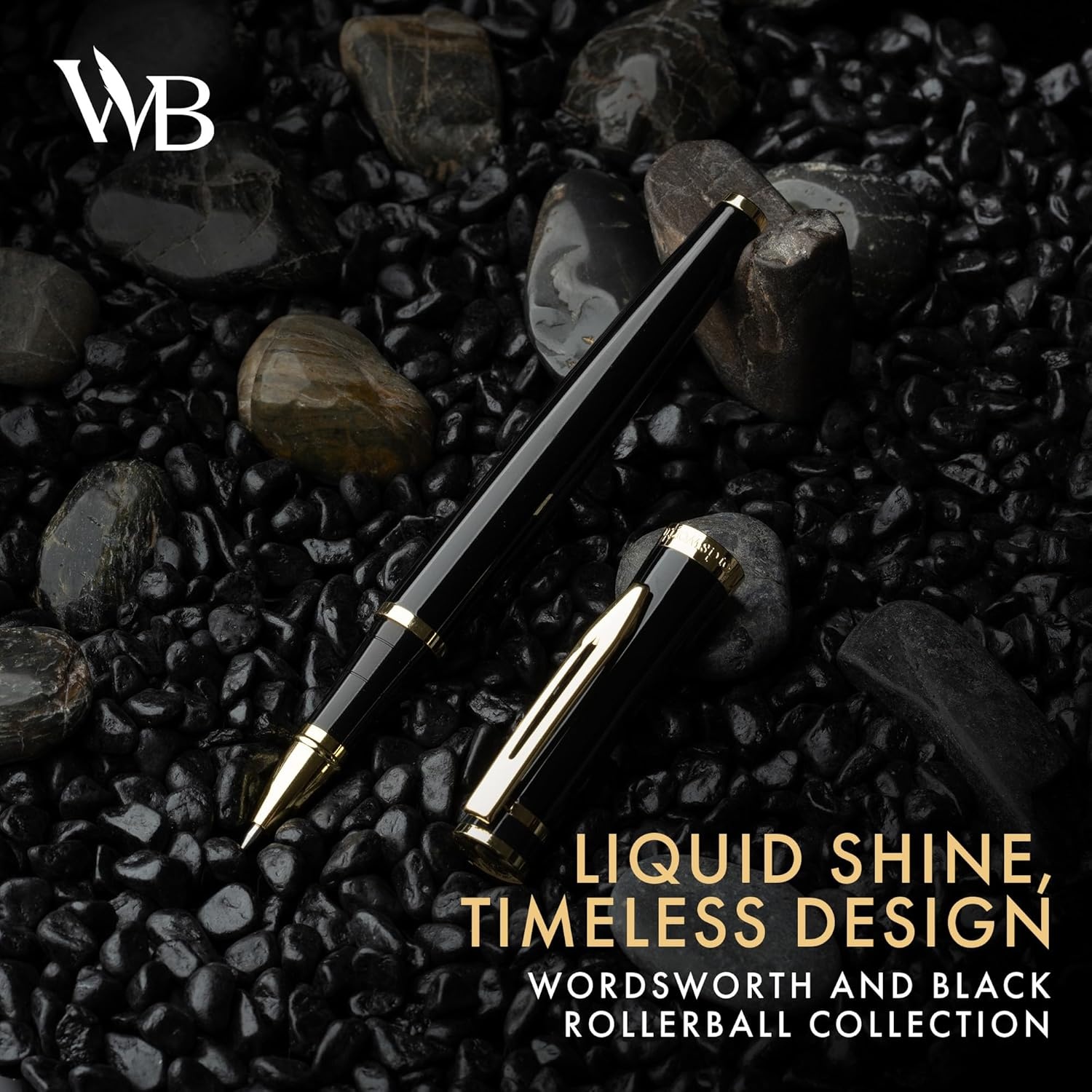 image:imageWordsworth and Black Rollerball Pen Luxury Pen Chrome Finish Red Lacquer Ink Refill Refillable Gift for Men amp Women Professional Writing Nice and Fancy Pens and for WorkBlack Gold